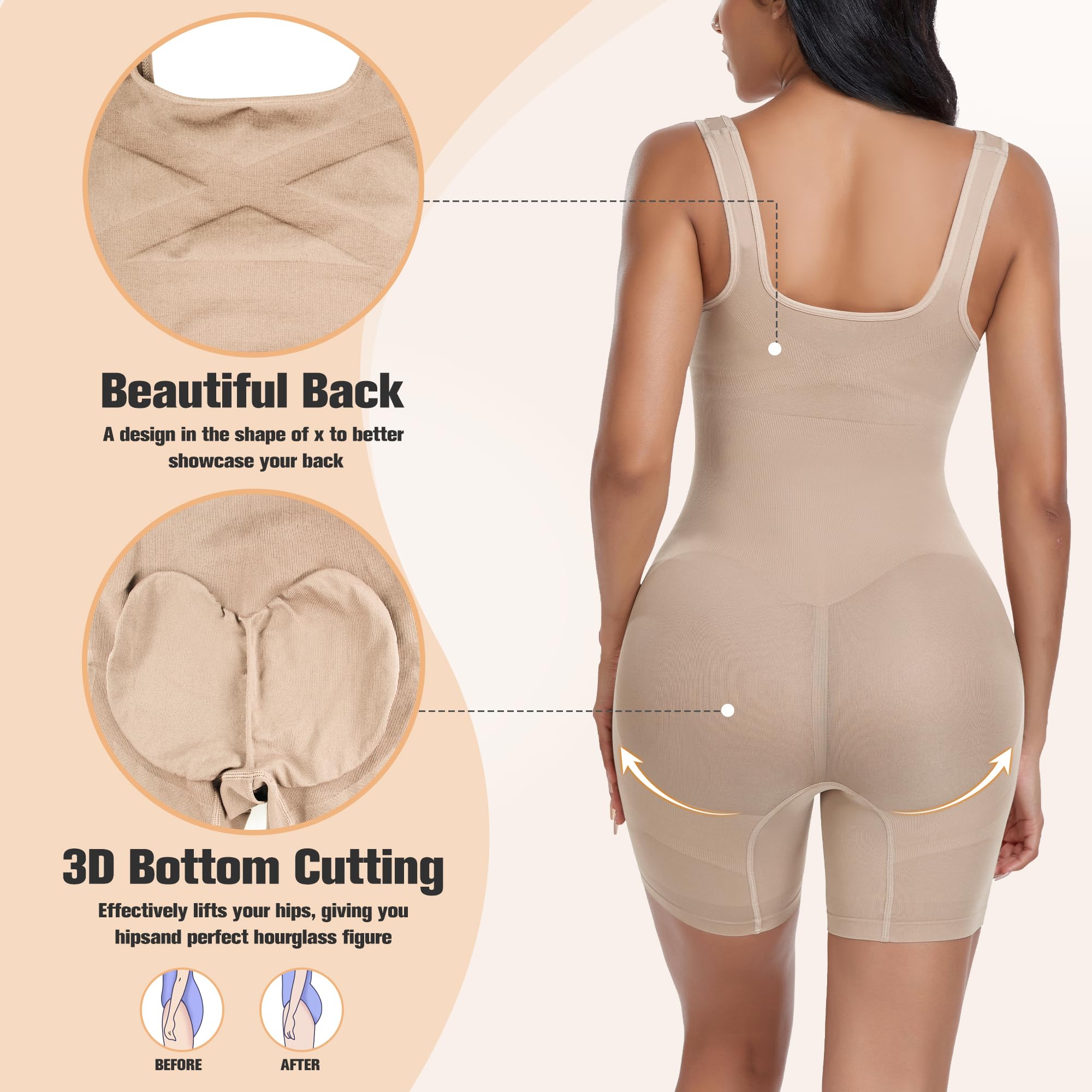 Best Shapewear Bodysuit for Women - Tummy Control Seamless Body Shaper, Underbust Mid Thigh Slimming Fajas - Perfect for Everyday Wear, Special Occasions & Postpartum Recovery