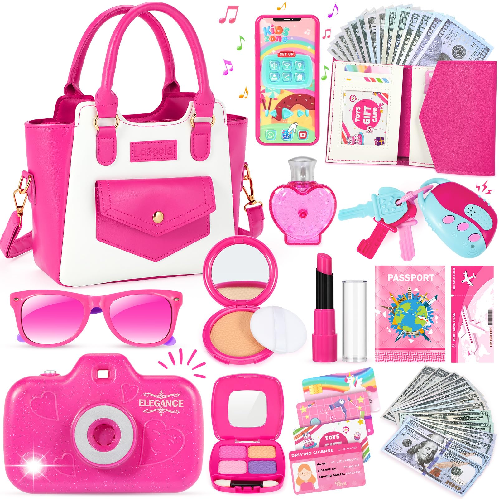 Little Girls Purse with Pretend Makeup - Princess Toy Gift for 3-8 Year Olds - Birthday & Christmas Present