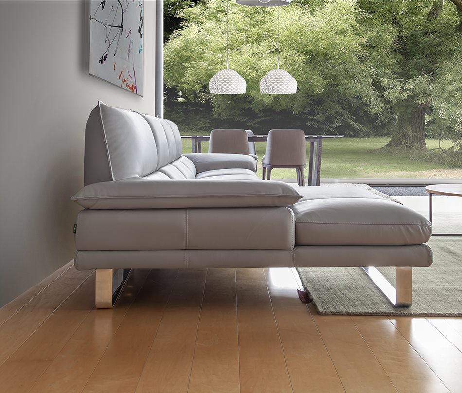 Nicoleti Dave Leather Sectional Sofa - Italian Genuine Leather Living Room Couch for Modern Home & Office Lounge