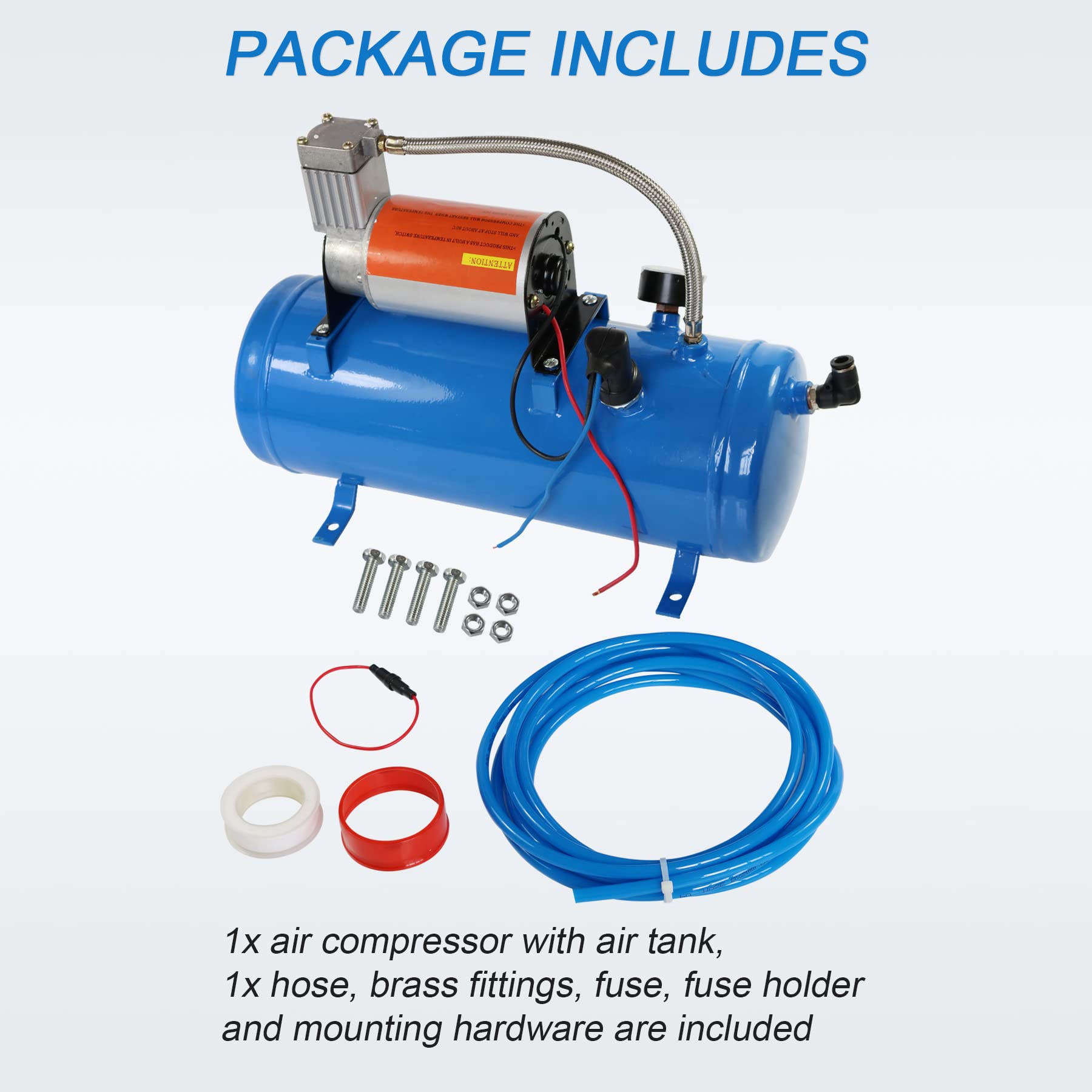 JDMSPEED 150PSI 12V DC Air Compressor with 6L/1.6 Gallon Tank - Portable High Pressure Pump for Train Horns, Motorhome Tires, Inflatable Boats & Off-Road Vehicles - Heavy Duty Air Compressor for Automotive, RV & Marine Use