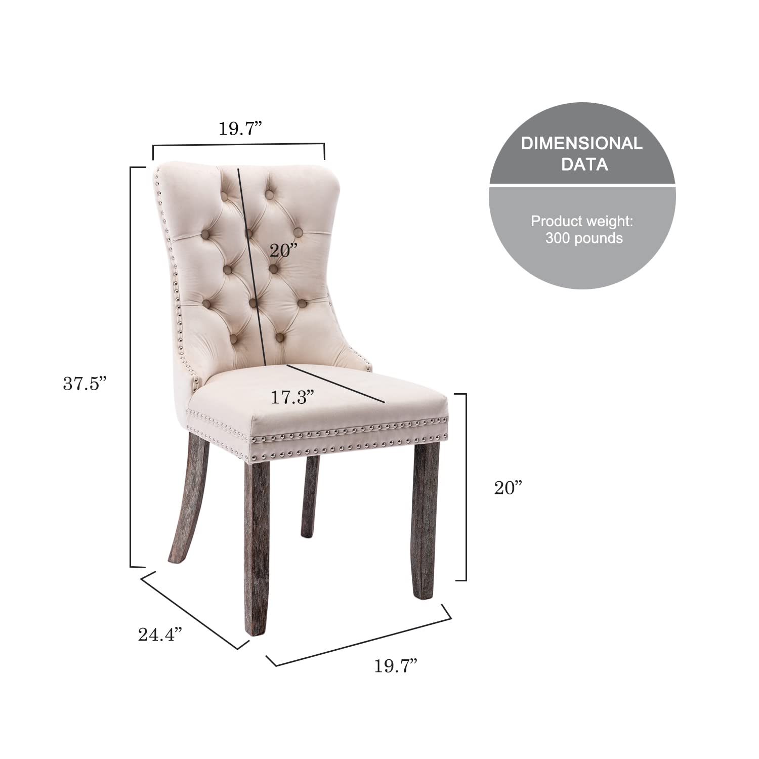 Luxury Velvet Dining Chairs Set of 2 - Tufted Button Back Upholstered Chairs with Elegant Nailhead Trim - Perfect for Kitchen, Dining Room, Bedroom or Restaurant Decor (Beige) - Ideal for Home Entertaining, Wedding Decor & Cafe Seating