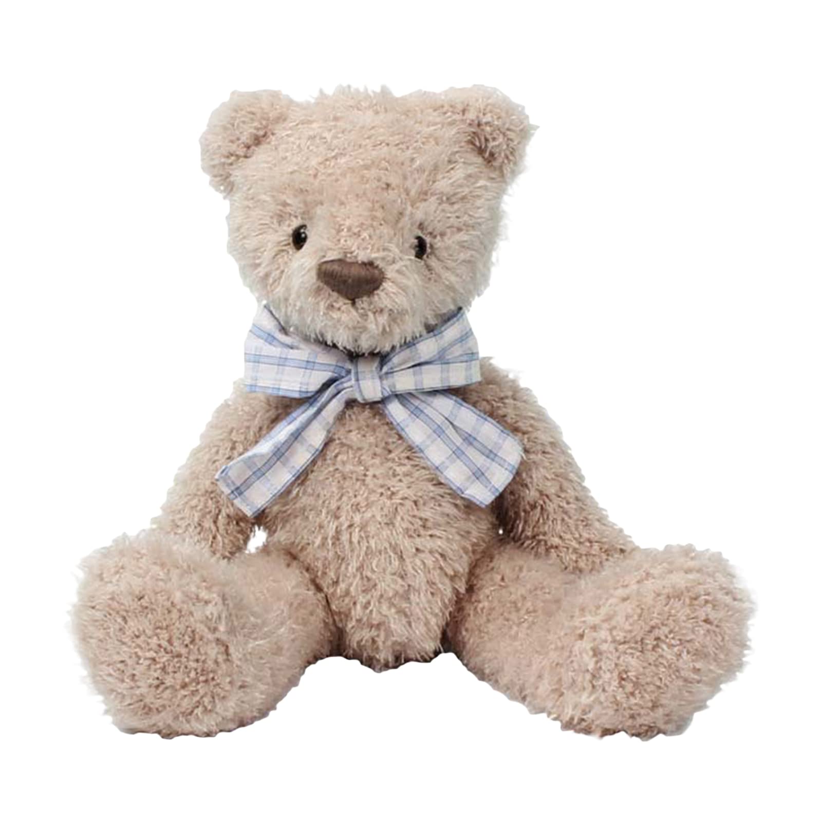 Cute Cartoon Bear Plush Stuffed Toy with Plaid Bow Tie - Soft & Huggable 12
