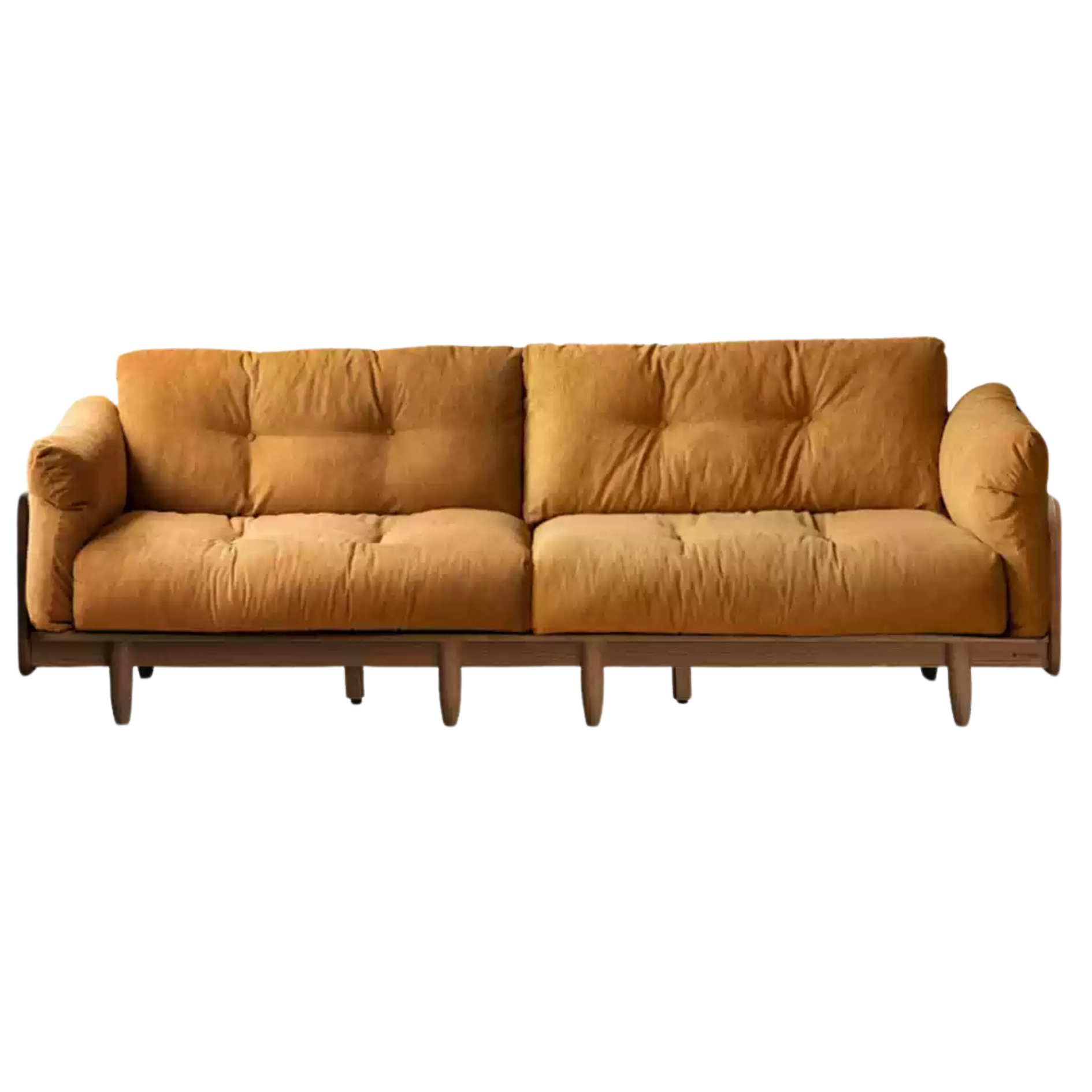Premium Oak Solid Wood Genuine Leather Fabric Sofa - Modern Living Room Furniture for Home & Office - Comfortable Seating for Relaxation & Entertainment