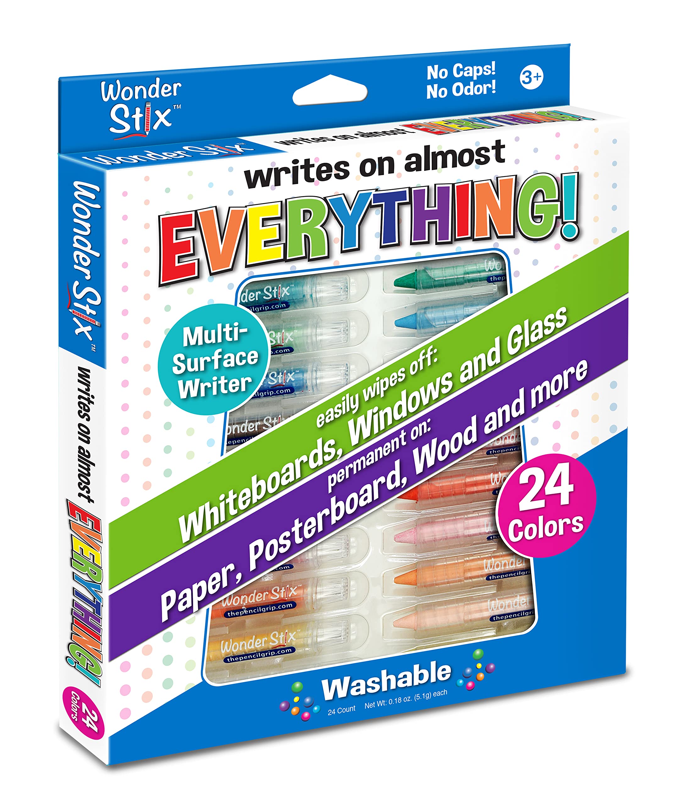 Wonder Stix Dustless Chalk Crayons - 24 Pack Pastel Colors | Non-Toxic, No Mess Art Supplies for Kids | Perfect for Sidewalk Drawing, Classroom Activities & Home Crafts