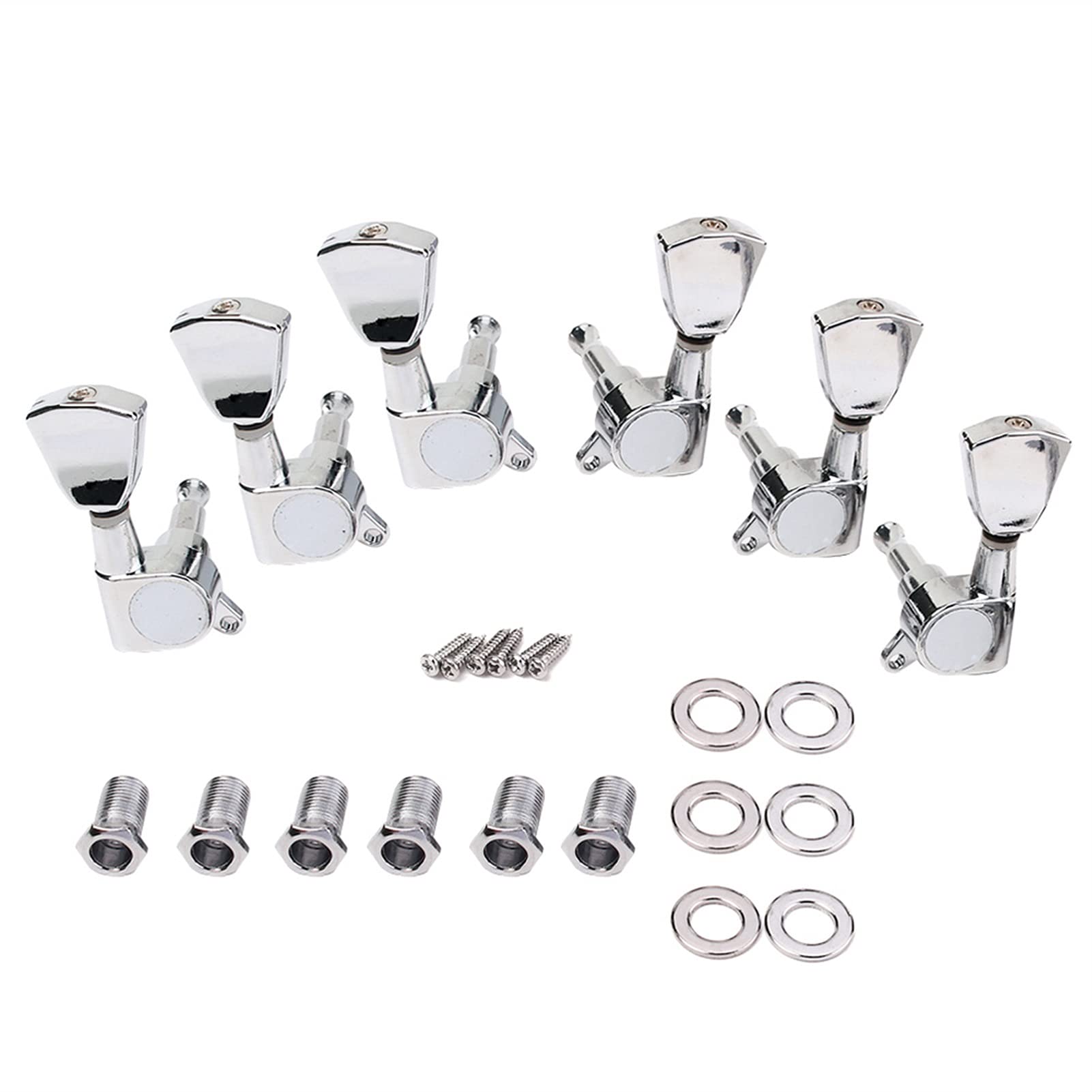 6-Piece Guitar Tuning Pegs & Machine Heads - Premium Silver Tuners for Acoustic & Electric Guitars | Perfect for String Replacement & Instrument Maintenance
