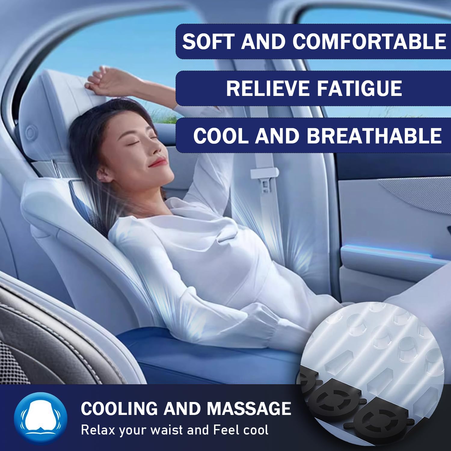 3 in 1 Car Seat Cushion with Heating & Cooling - 16 High Power Fans, 3 Adjustable Levels & Massage Function - Breathable Car Seat Cover for Summer & Winter Driving - Perfect for Long Commutes, Road Trips & Daily Use (Black, 1 Piece)