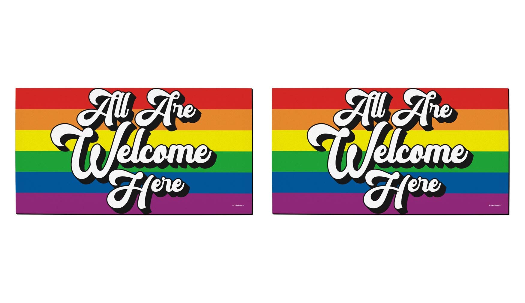 2-Pack Rainbow Pride Doormat Set - LGBTQ+ Welcome Mat with 