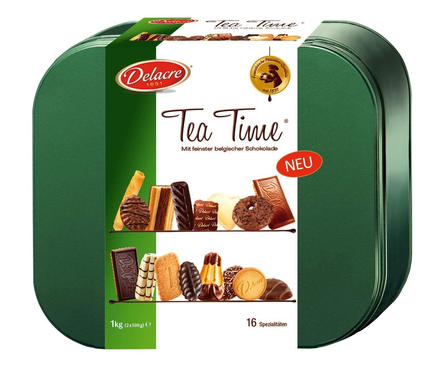Delacre Tea Time Biscuit Assortment (5x1000g Metal Tin) | Office Snack Pack | Perfect for Coffee Breaks, Corporate Gifts & Afternoon Tea Parties