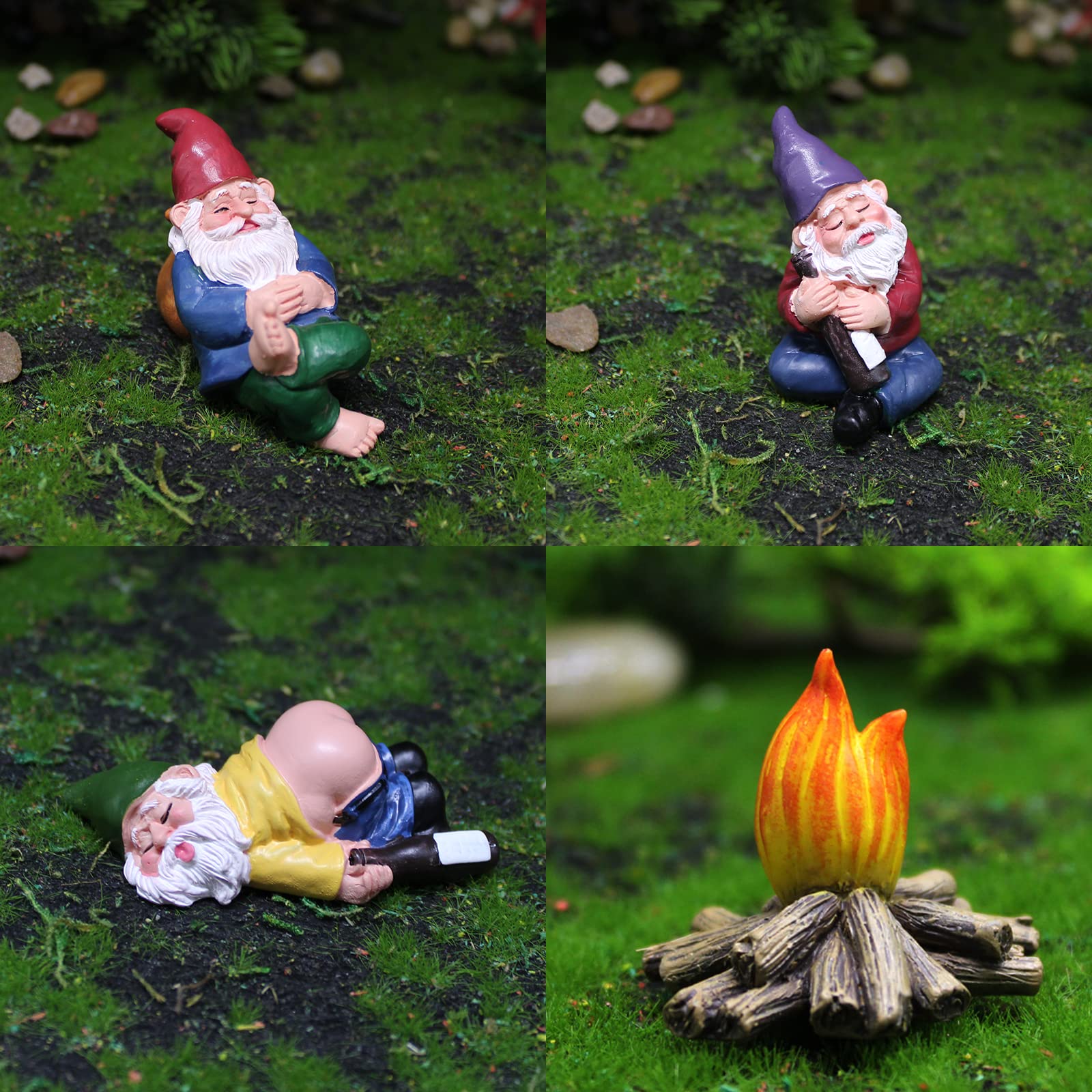 Whimsical Fairy Garden Gnomes - Miniature Lawn Ornaments for Outdoor Decor | Perfect for Fish Tanks, Fairy Gardens, Flower Pots & Small Yard Landscaping