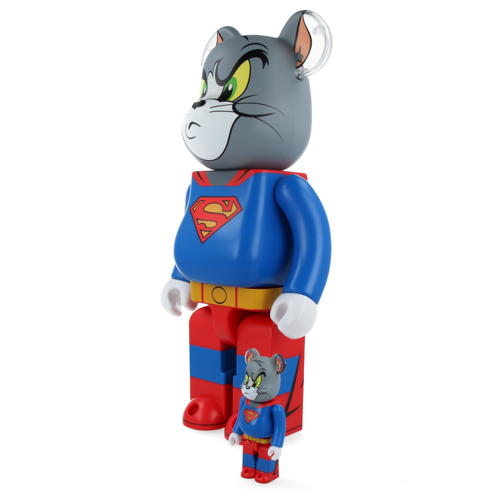 Tom and Jerry as Superman Bearbrick 400% & 100% Collectible Vinyl Art Toy - Perfect for Anime Fans, Home Decor, and Gift Giving