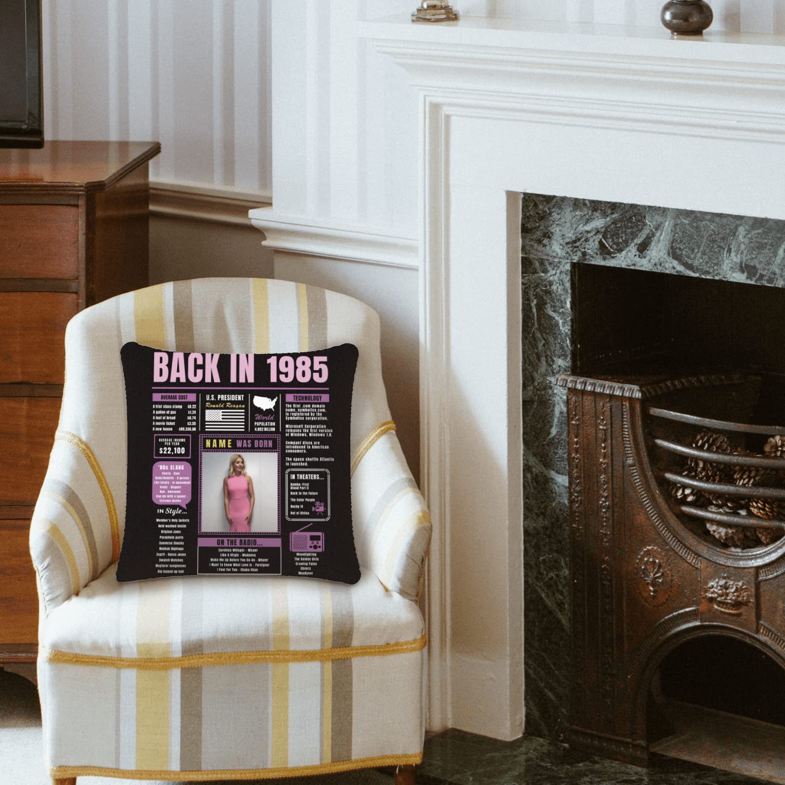 Custom 39th Birthday Throw Pillow for Women - Soft Purple 1985 Themed Gift for Men & Women, Perfect for Sofa Decor & Birthday Party Celebrations
