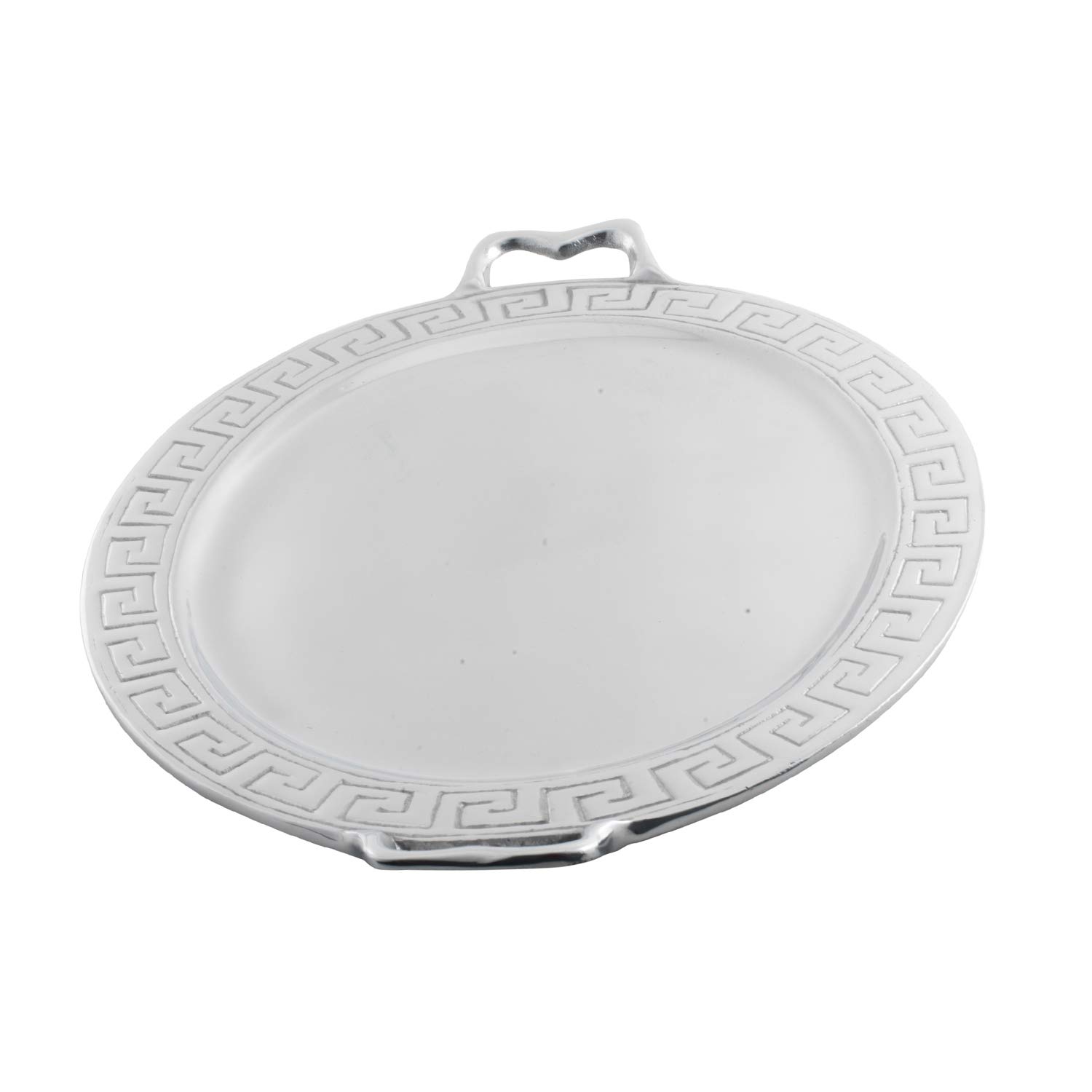Aztec Oval Large Pewter Tray - Handcrafted Decorative Serving Tray for Dining, Coffee Table Centerpiece, and Home Decor