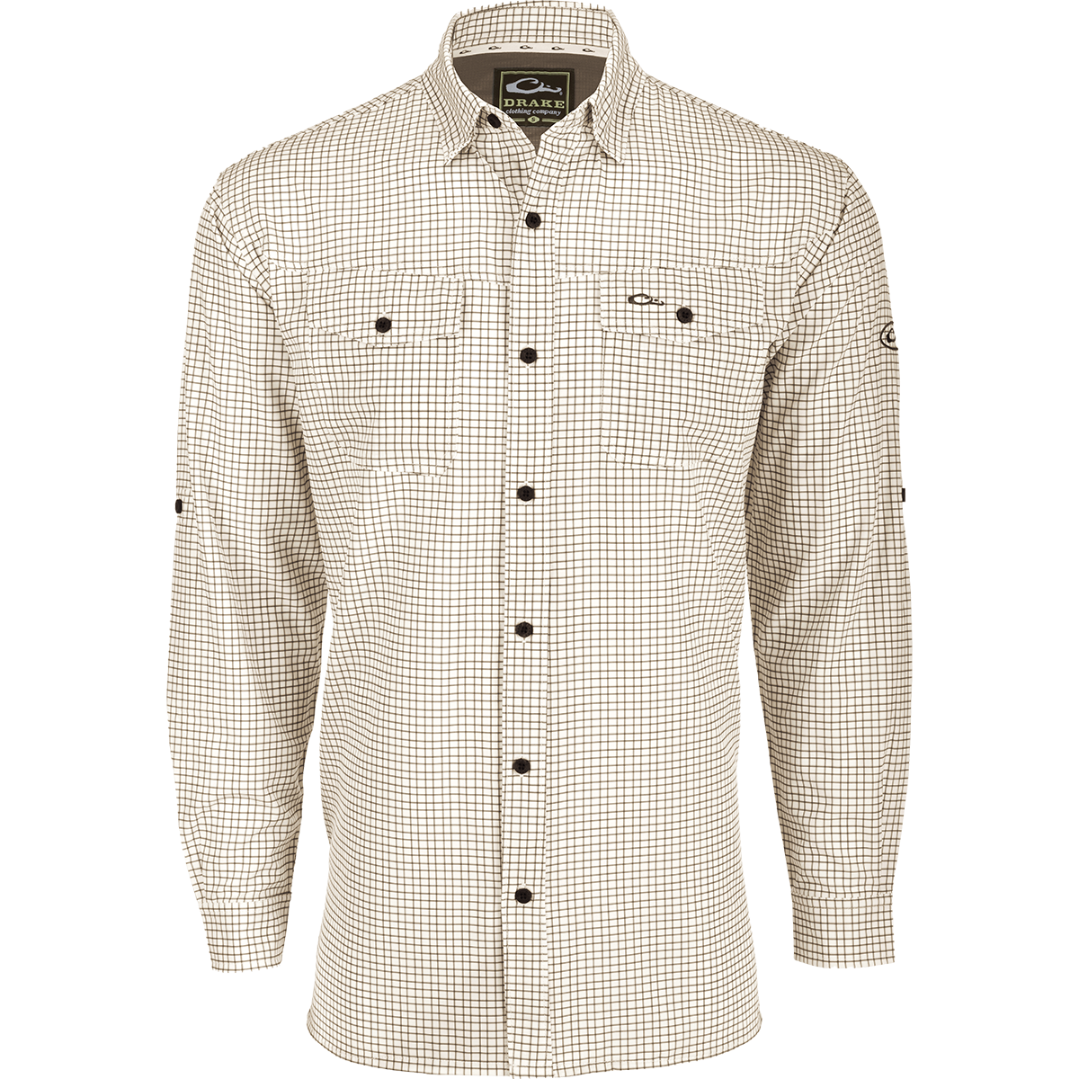 Men's Travel Mini Grid Button Down Long Sleeve Shirt - Casual Comfort for Outdoor Adventures & Business Trips