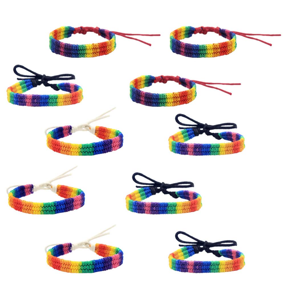 10pcs Handmade Pride Braided Bracelets - LGBT Rainbow Bracelet for Men & Women - Cotton Woven Rope Friendship Bracelet - Perfect for Pride Month, LGBTQ+ Events & Daily Wear