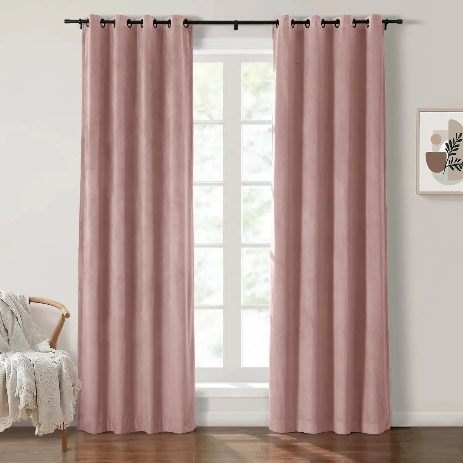 Luxury Velvet Grommet Curtains for Living Room & Bedroom - Blackout Thermal Insulated Drapes - Birkin Style Elegant Window Treatments for Home Decor