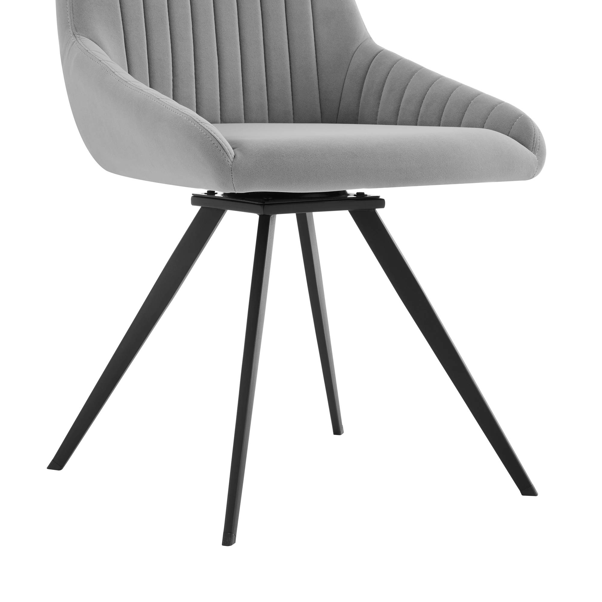 Armen Living Alison Swivel Gray Velvet and Metal Dining Room Chairs - Set of 2, 34