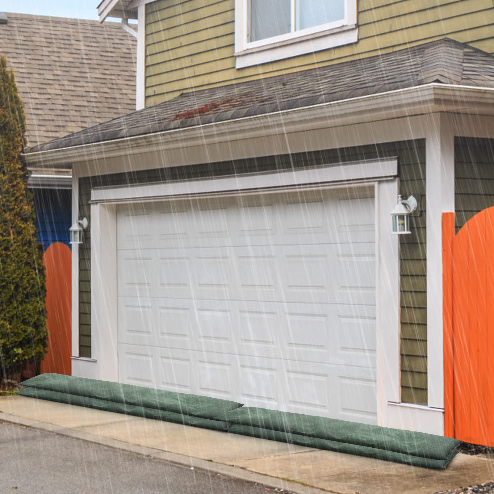 RWUDV 2-Pack Water Activated Flood Barrier Bags - Sandless Flood Protection, Reusable Absorbent Sandbag Alternative for Rain & Storm Defense - Perfect for Garage, Basement, Doorway & Emergency Preparedness