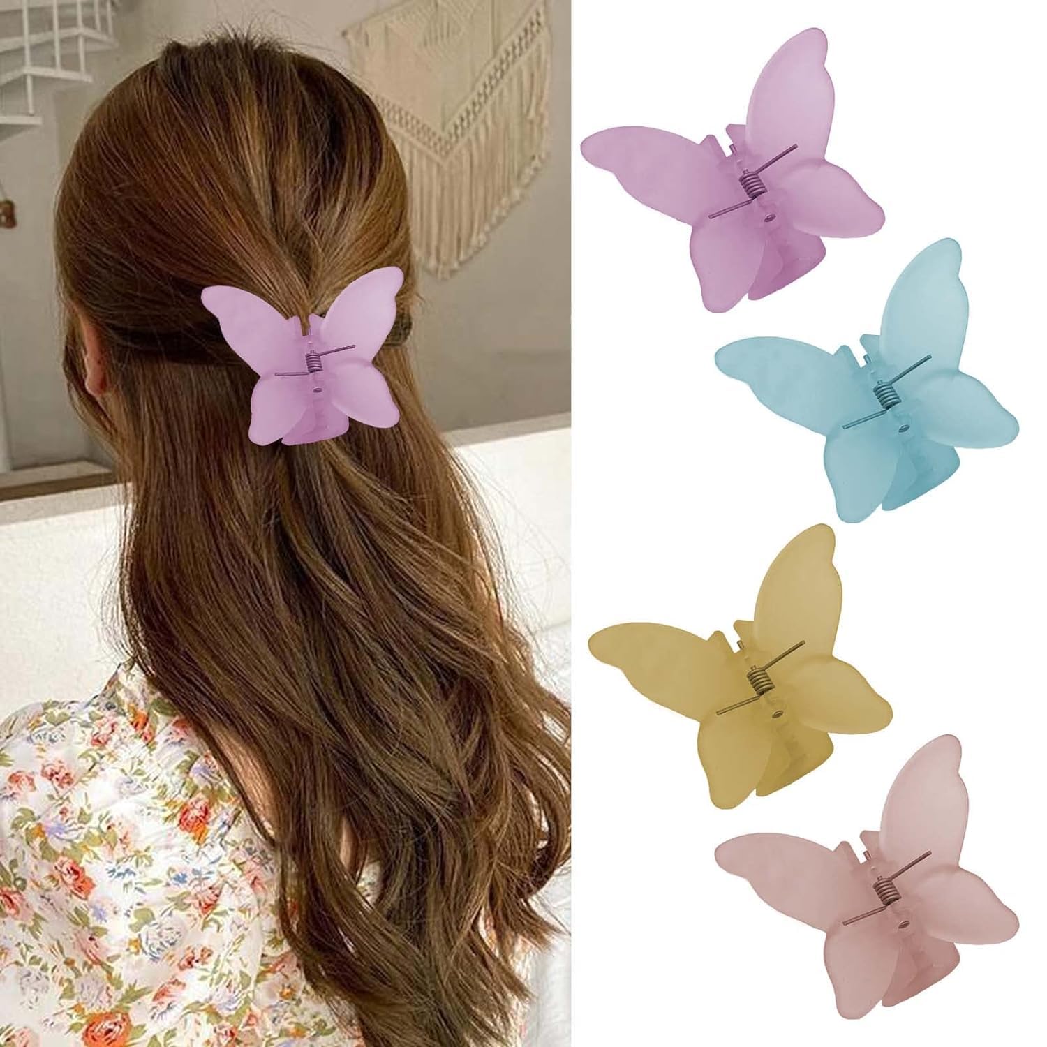 Cute Butterfly Hair Clips for Women - 5PCS Matte Claw Clips for Thin Hair | Hair Accessories for Everyday, Parties & Weddings