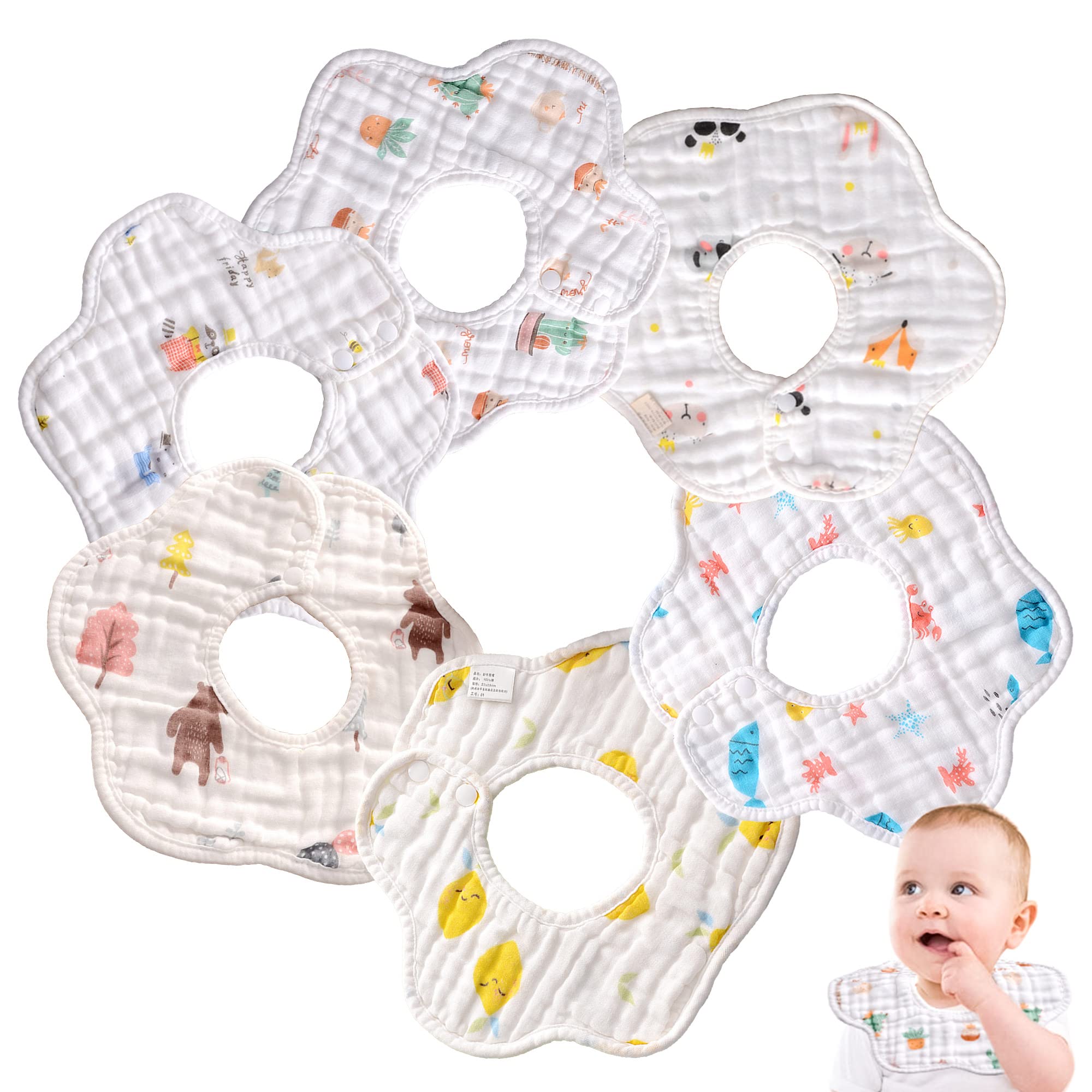 Organic Cotton Muslin Bibs for Babies - Soft & Absorbent Bandana Drool Bibs for Newborns, Boys & Girls - Perfect for Teething, Drooling & Mealtime Messes