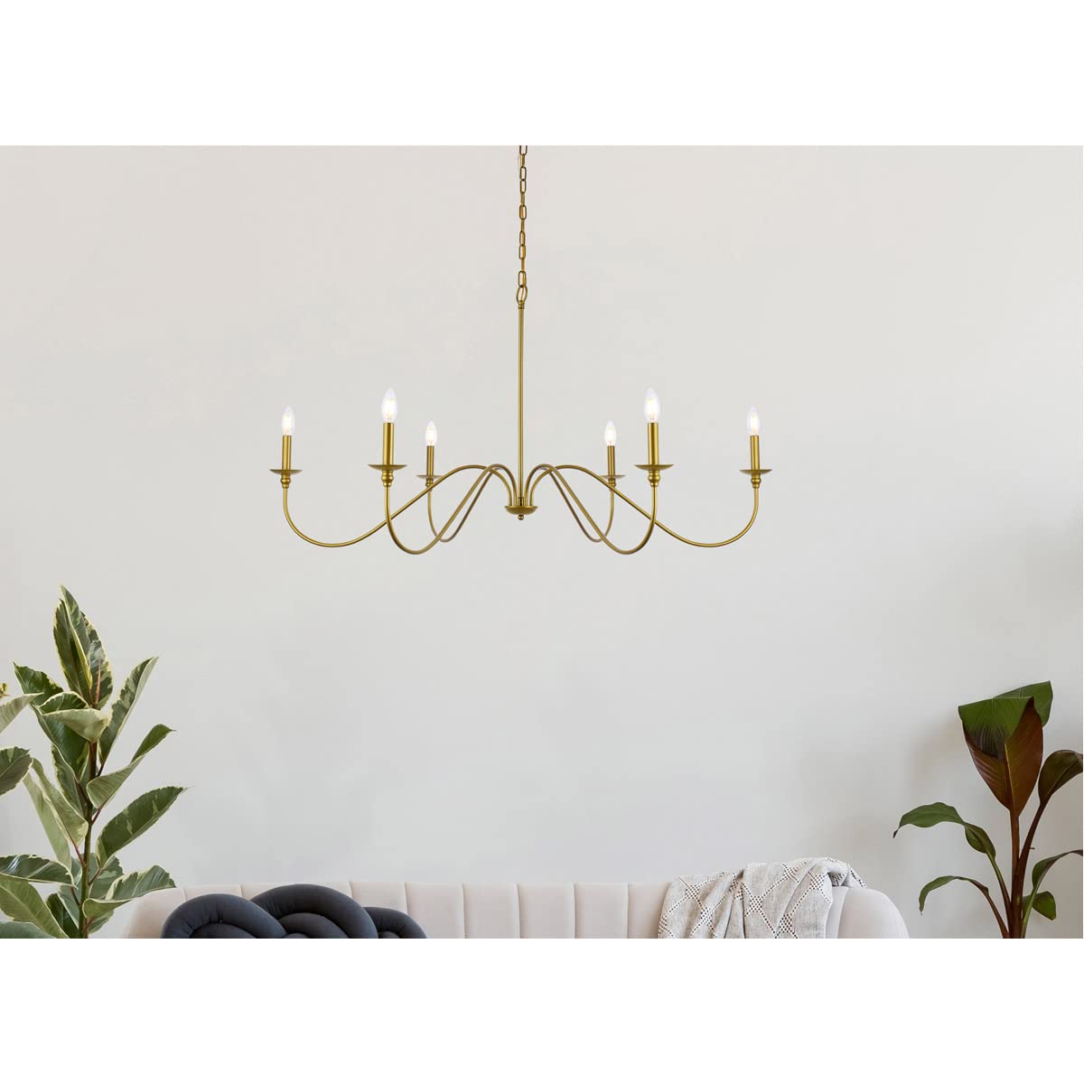 Elegant Rohan Collection 6-Light Chandelier - Modern Crystal Ceiling Light Fixture for Dining Room, Living Room & Bedroom - Luxury Home Decor Lighting