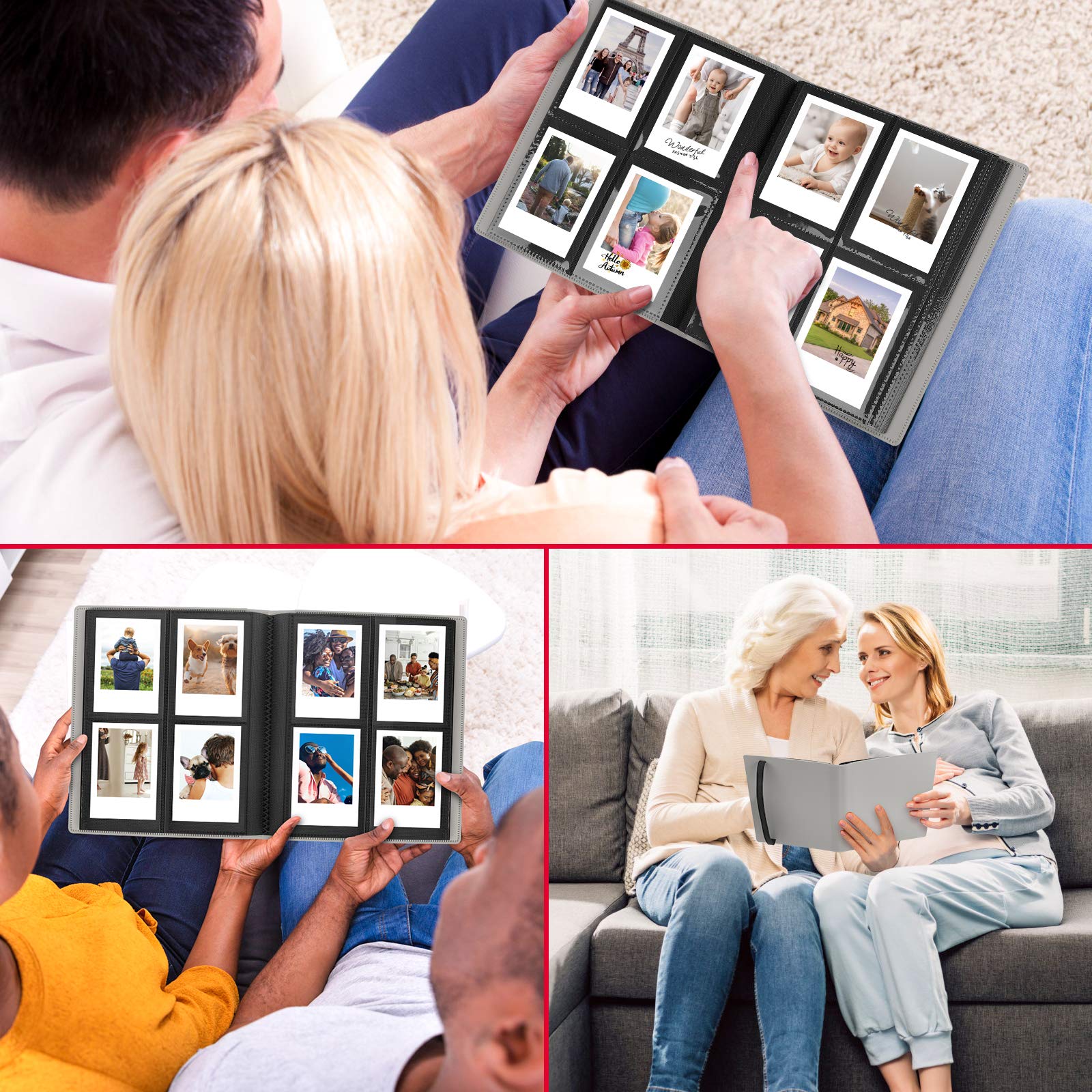 Ablus 160-Pocket Mini Photo Album for Fujifilm Instax Mini, Polaroid Snap, Z2300 & Instant Cameras - Compact Gray Scrapbook for Memories, Travel & Home Decor