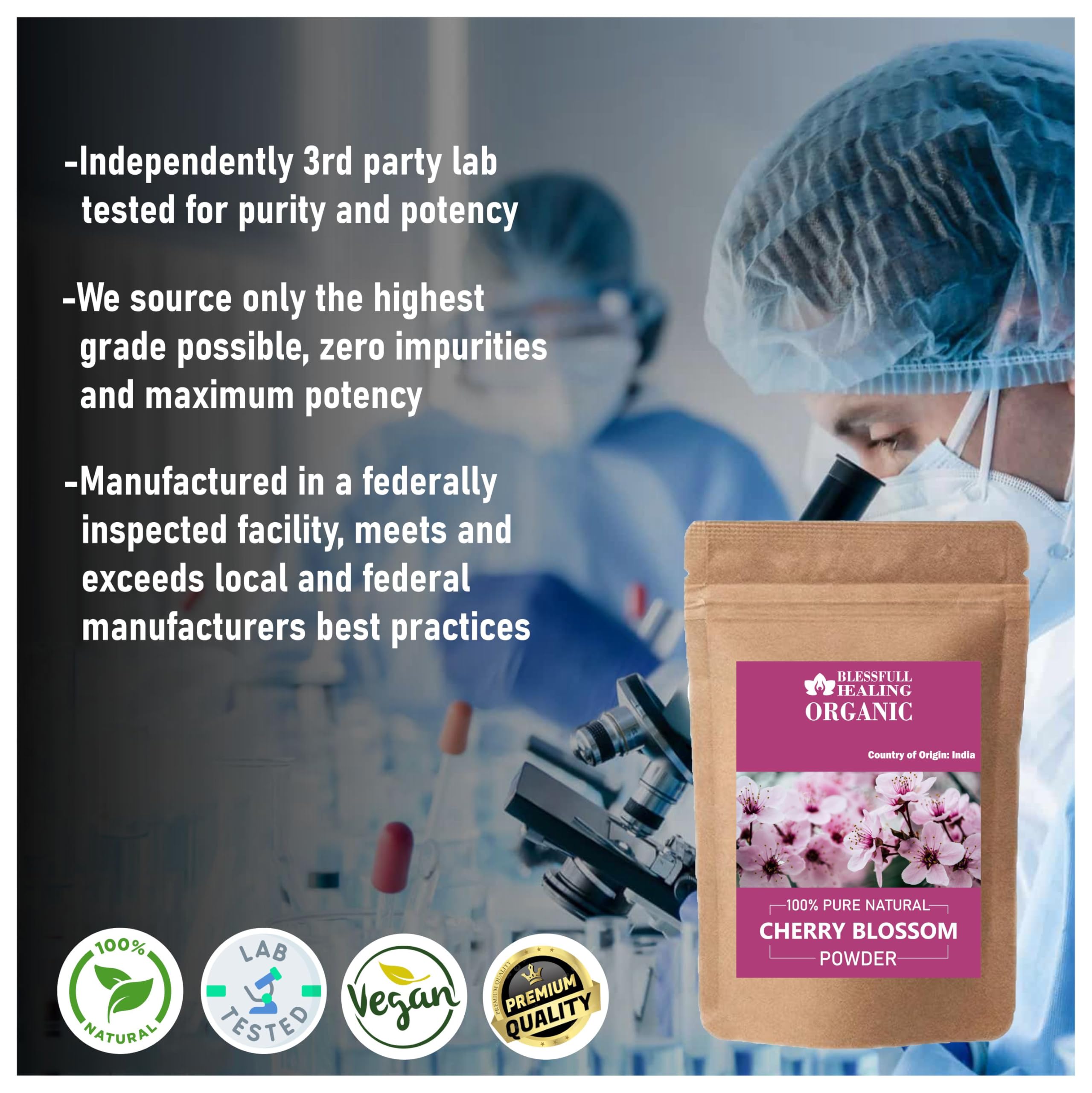 Organic Cherry Blossom Powder 100% Pure Natural - 200g (7.05 oz) for Baking, Skincare & Tea | Premium Japanese Sakura Flower Extract