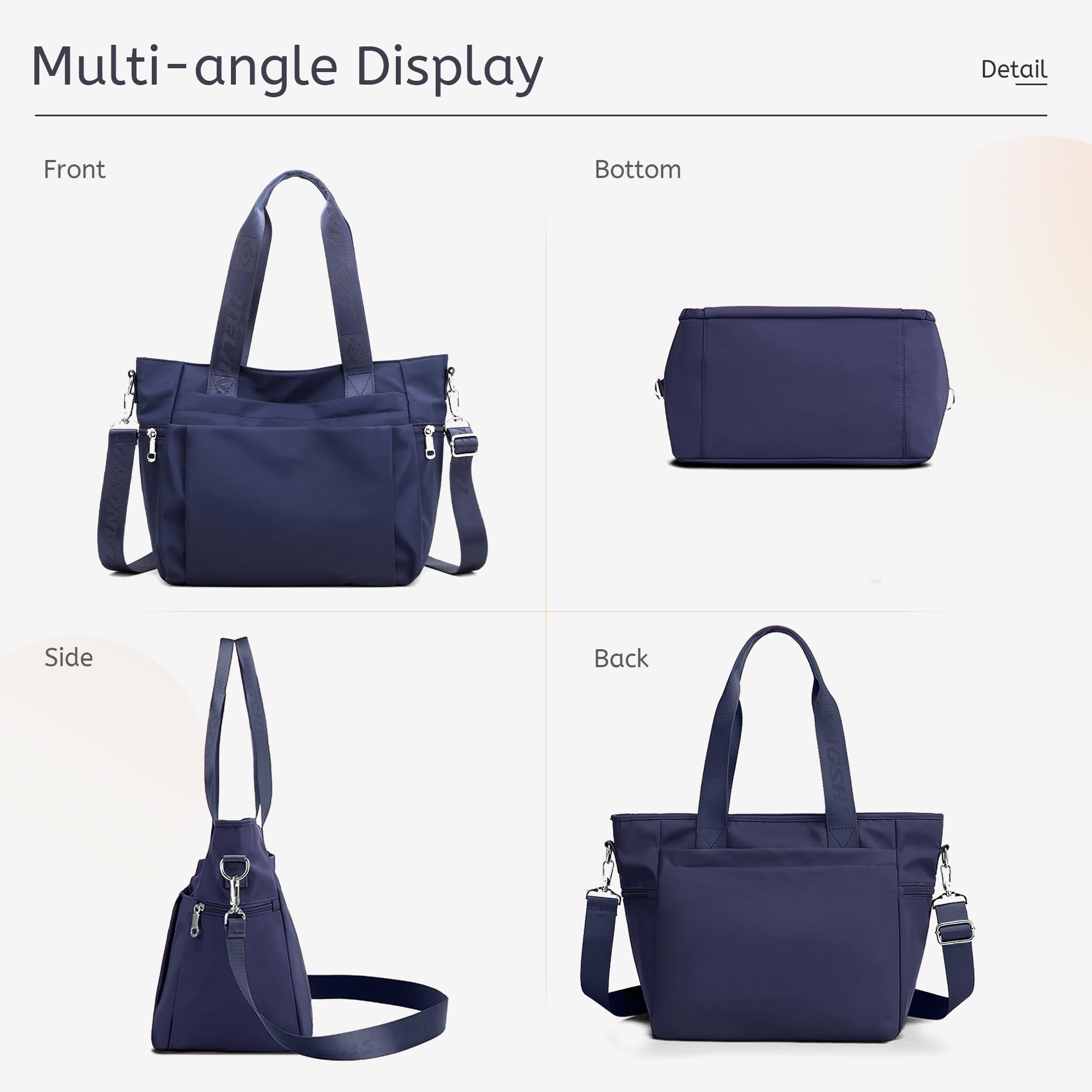 DEEVORCA Women's Fashion Shoulder Bag - Stylish Casual Crossbody Messenger Purse with Multiple Pockets, Large Nylon Tote for Work, Travel, Shopping & Dating (Blue) | Perfect for Everyday Use, Office Commute & Weekend Outings