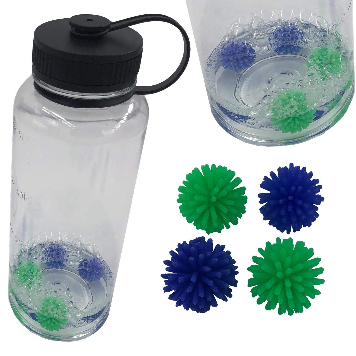 Keyfit Reusable BrushBalls (8-Pack) - Clean Water Bottles, Sports Drinks & Coffee Thermos for Gym, Hiking