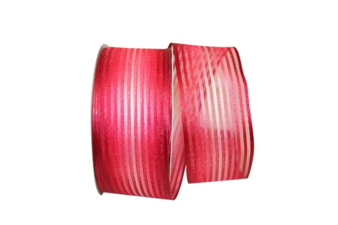 Reliant Ribbon Sly Stripe Wired Edge Ribbon - 1.5 Inch x 25 Yards, Red - Perfect for Gift Wrapping, Floral Arrangements & DIY Crafts