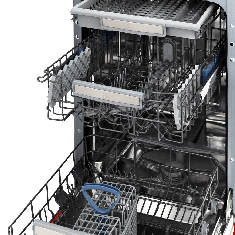 ZLINE 18 Inch Tallac Series 3rd Rack Top Control Dishwasher with Stainless Steel Tub & Red Matte Panel - 51dBa Ultra Quiet (DWV RM 18) | Perfect for Modern Kitchens, Small Spaces & Energy-Efficient Homes