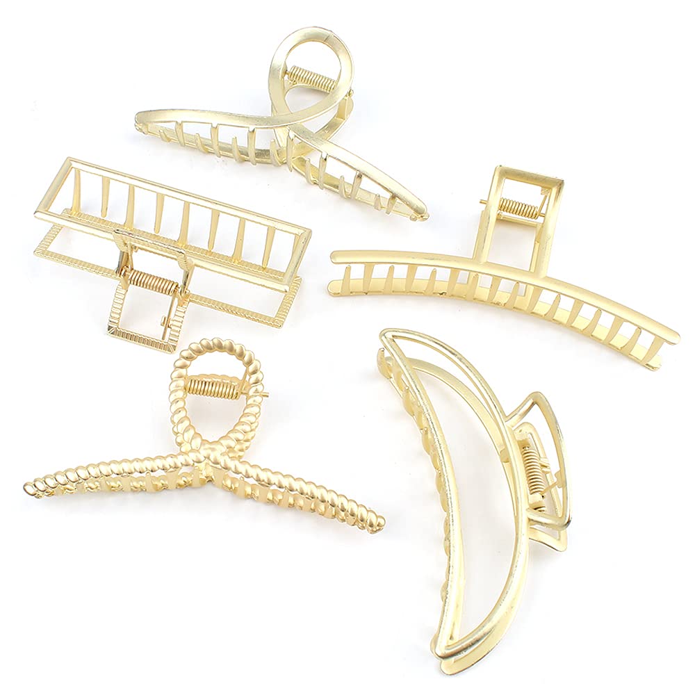 Butterfly Hair Clips for Thick Hair - Non-Slip Metal Claw Clips for Women (Light Gold) - Perfect for Long Hair Styling