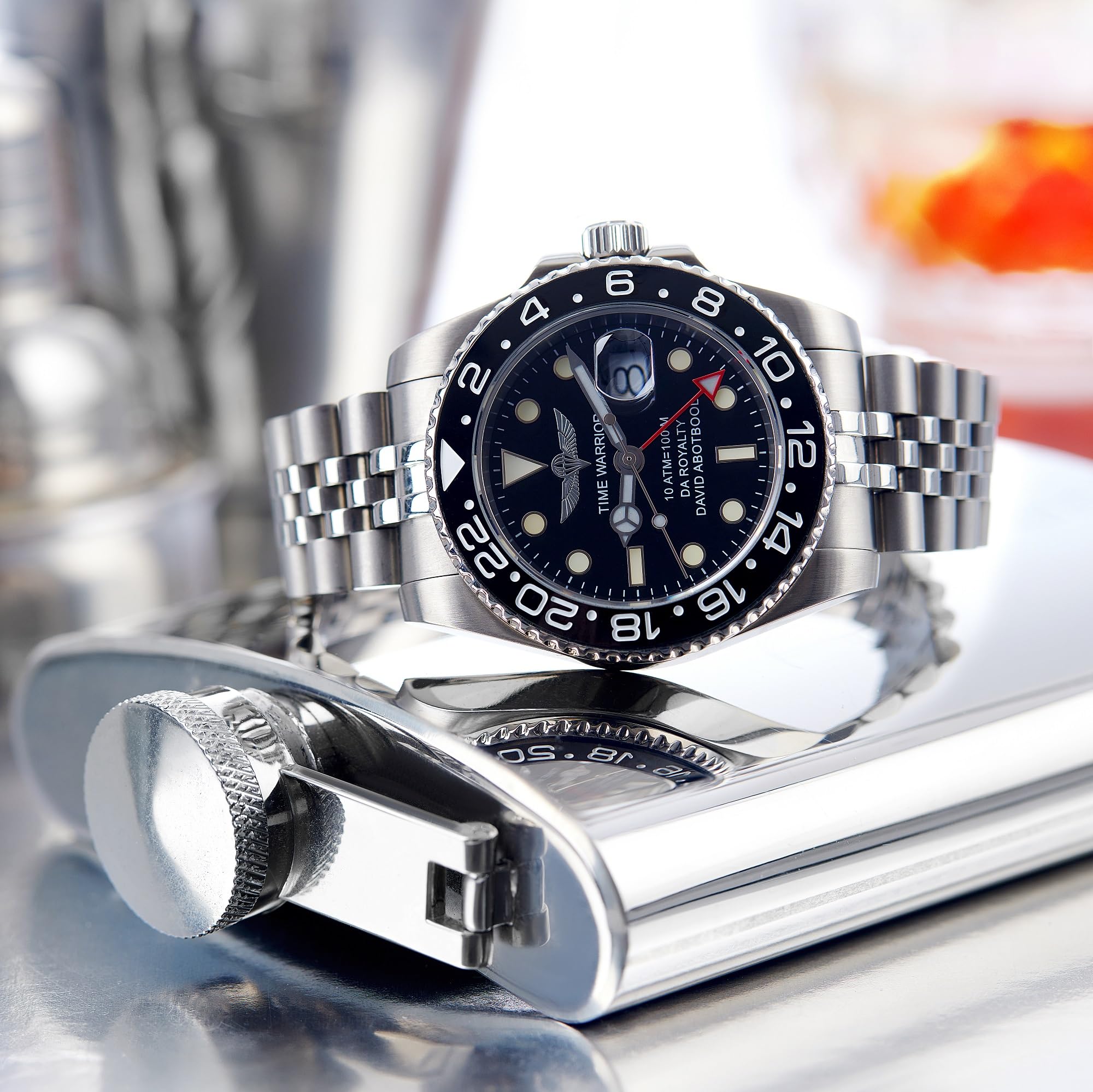 Premium Swiss GMT Watch with Scratch-Resistant Sapphire Glass & Durable Solid Stainless Steel Case - Perfect for Travel, Business & Luxury Everyday Wear