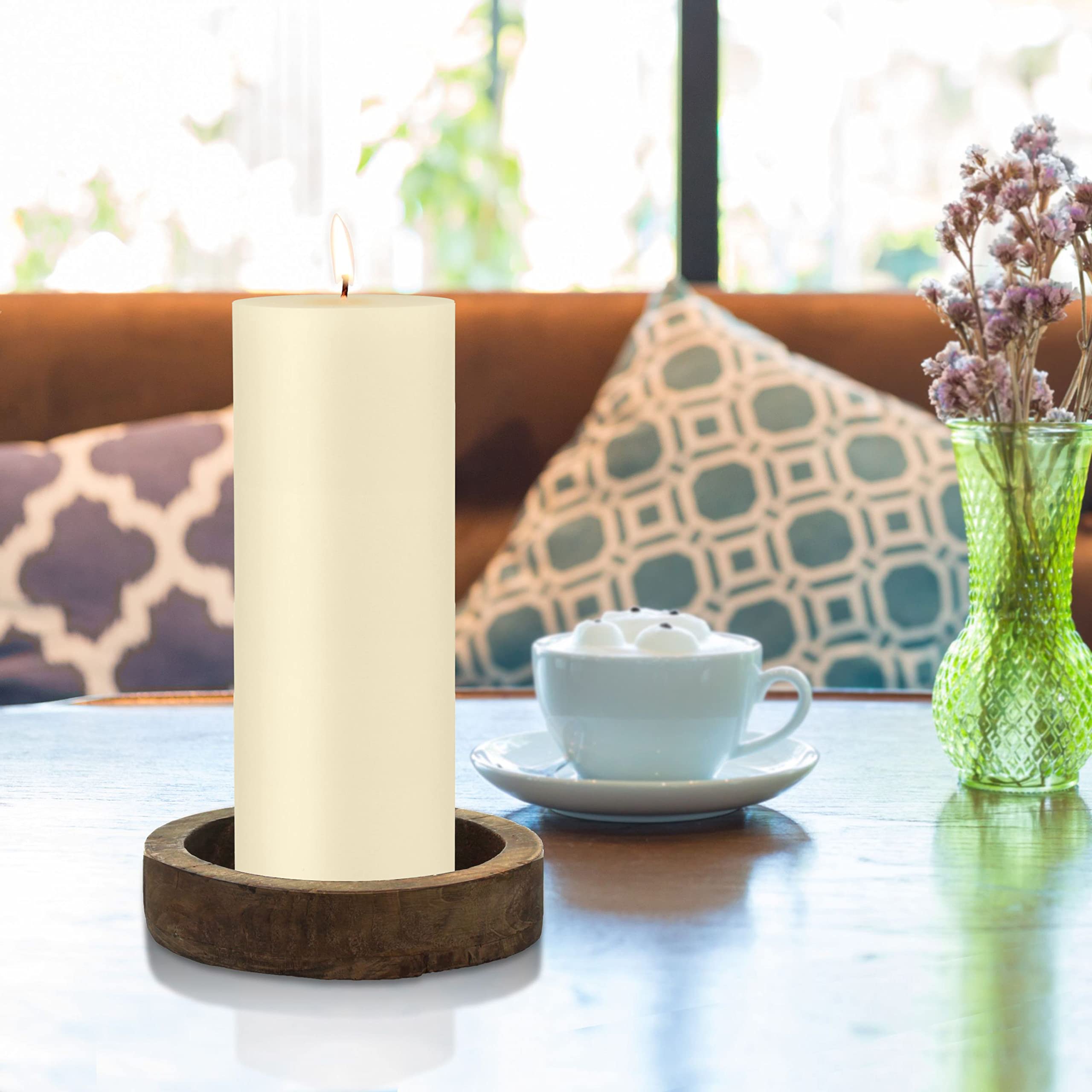 Stonebriar 6-Pack Ivory Unscented Pillar Candles - 3x8 Inches, 110-Hour Burn Time - Perfect for Weddings, Home Decor & Romantic Dinners
