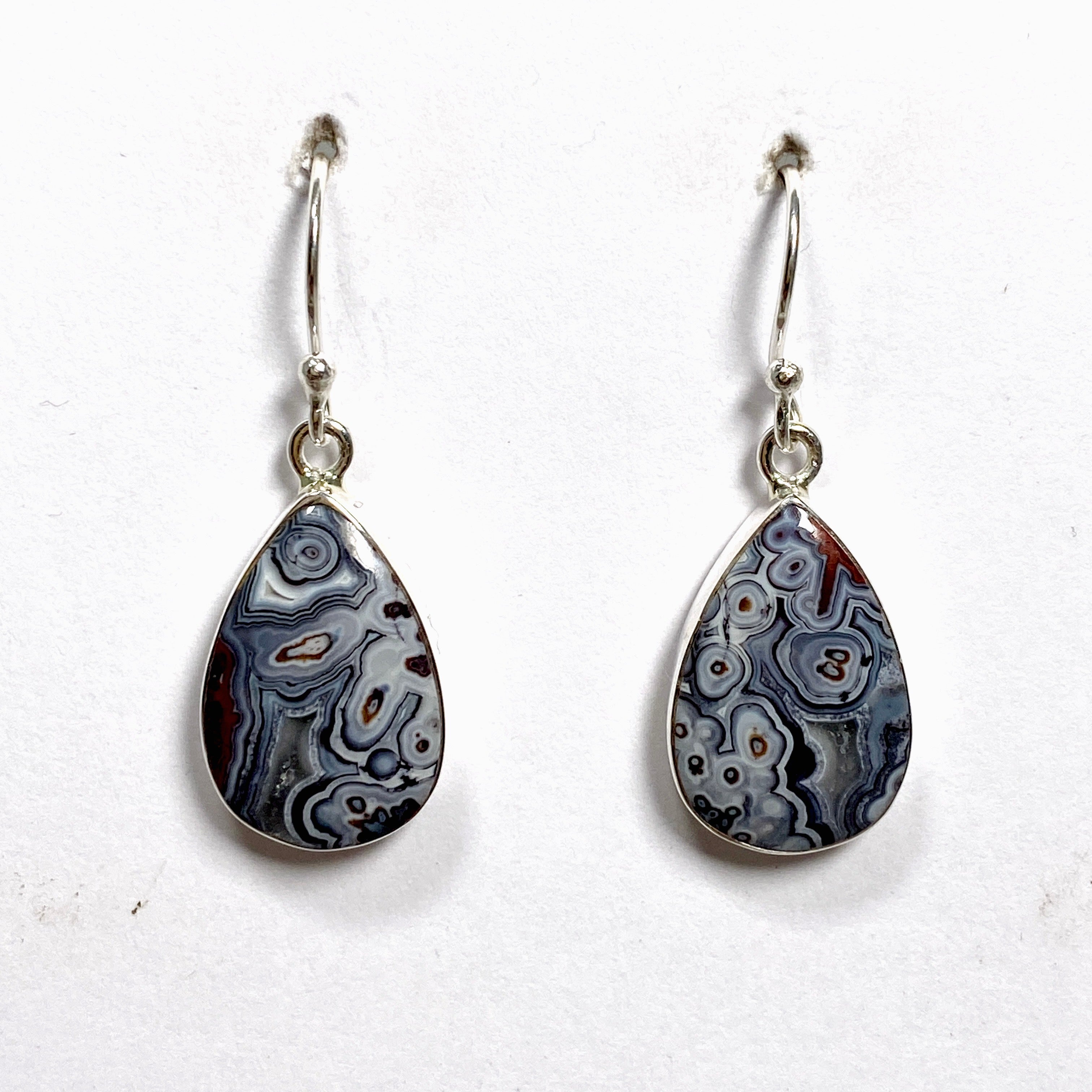 Mexican Crazy Lace Agate Teardrop Earrings - Handmade Sterling Silver Dangle Jewelry for Women - Perfect for Boho Chic, Wedding & Party Accessories