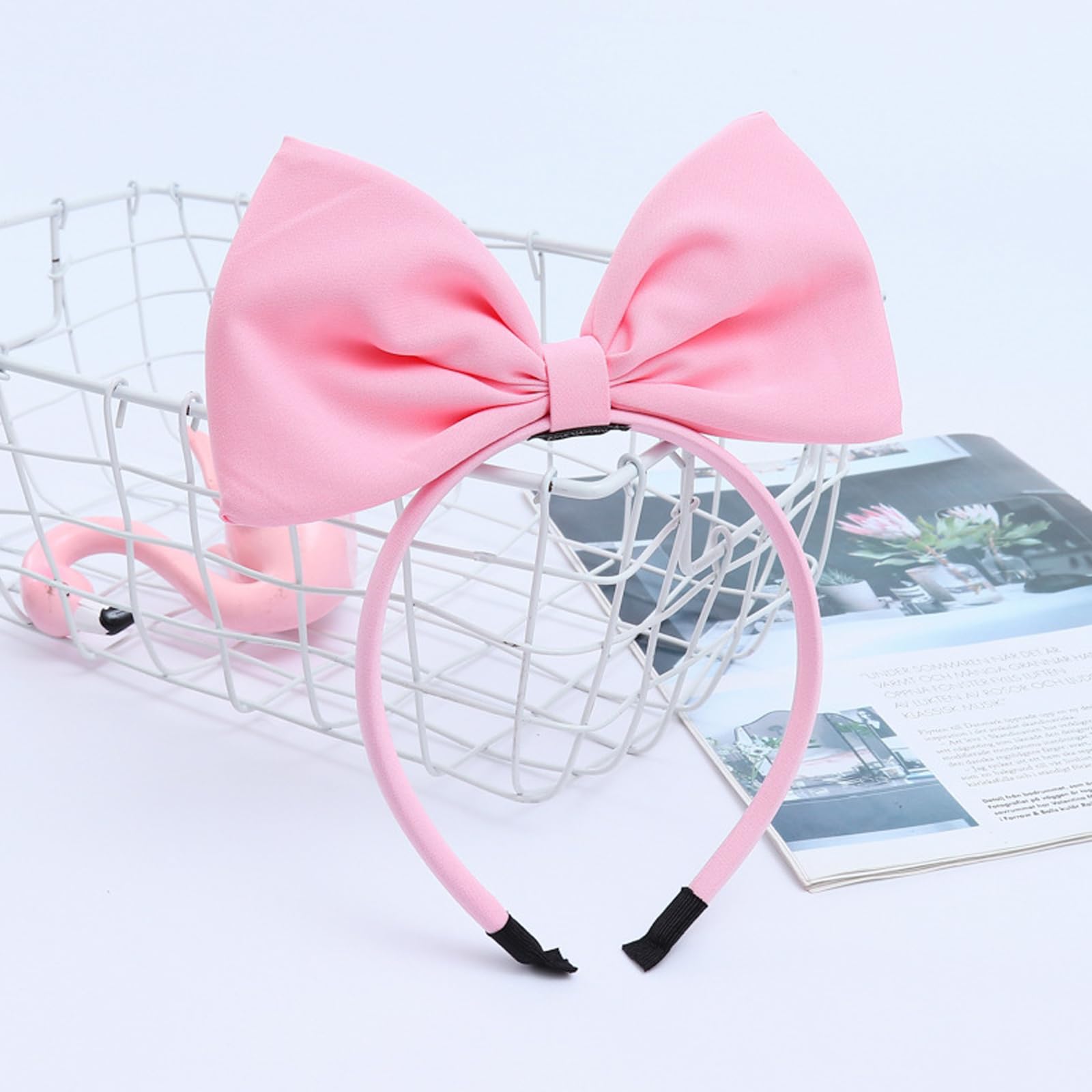 Pink Bow Headband for Women & Girls - Non-Slip Hair Accessories for Party & Holidays
