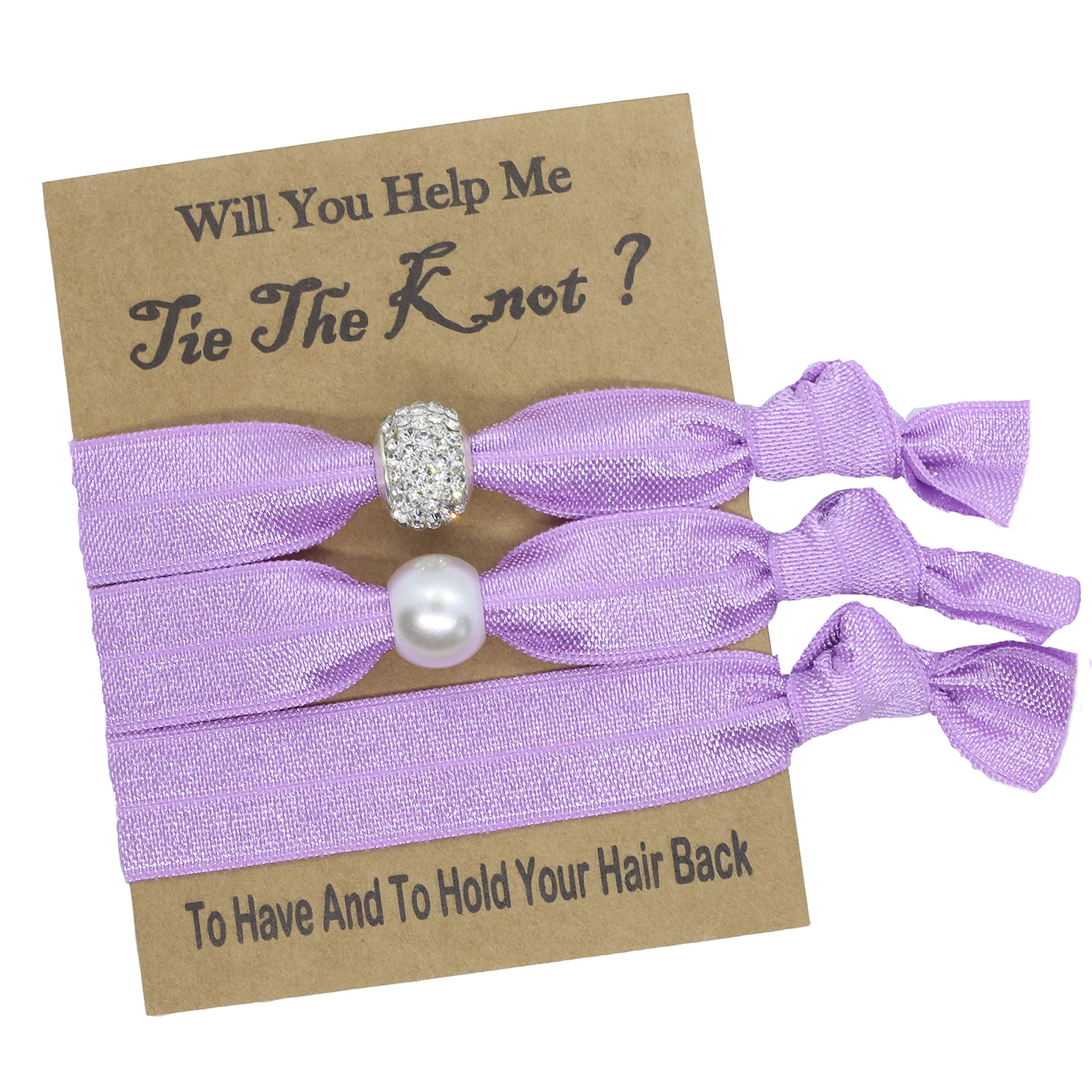 6-Pack Lilac Hair Ties for Bridesmaids - Elegant Wedding Party Favors, Bachelorette Gifts & Bridal Shower Accessories - Perfect for Wedding, Engagement & Special Occasions