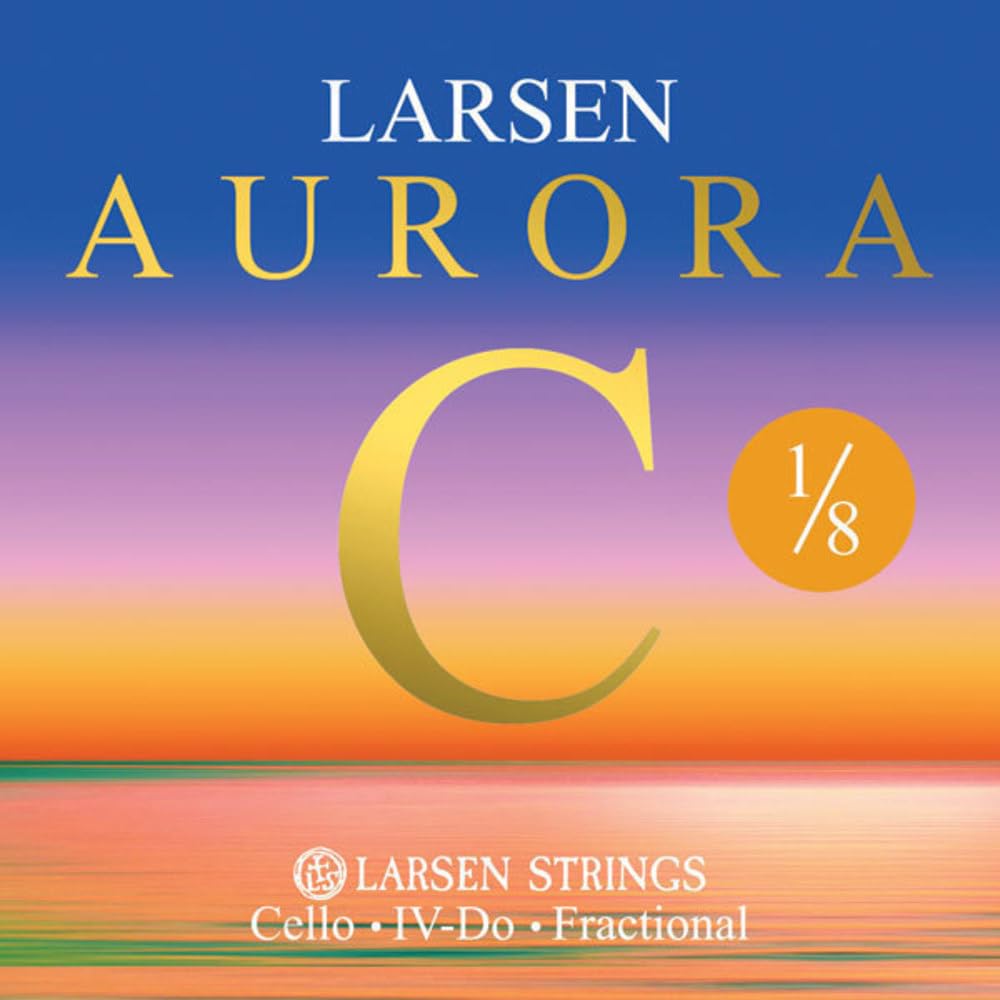 LARSEN Aurora Cello Strings Medium Tension C 1/8 - Premium Quality Cello Strings for Professional Musicians & Students - Perfect for Orchestral Performances, Solo Playing & Practice Sessions