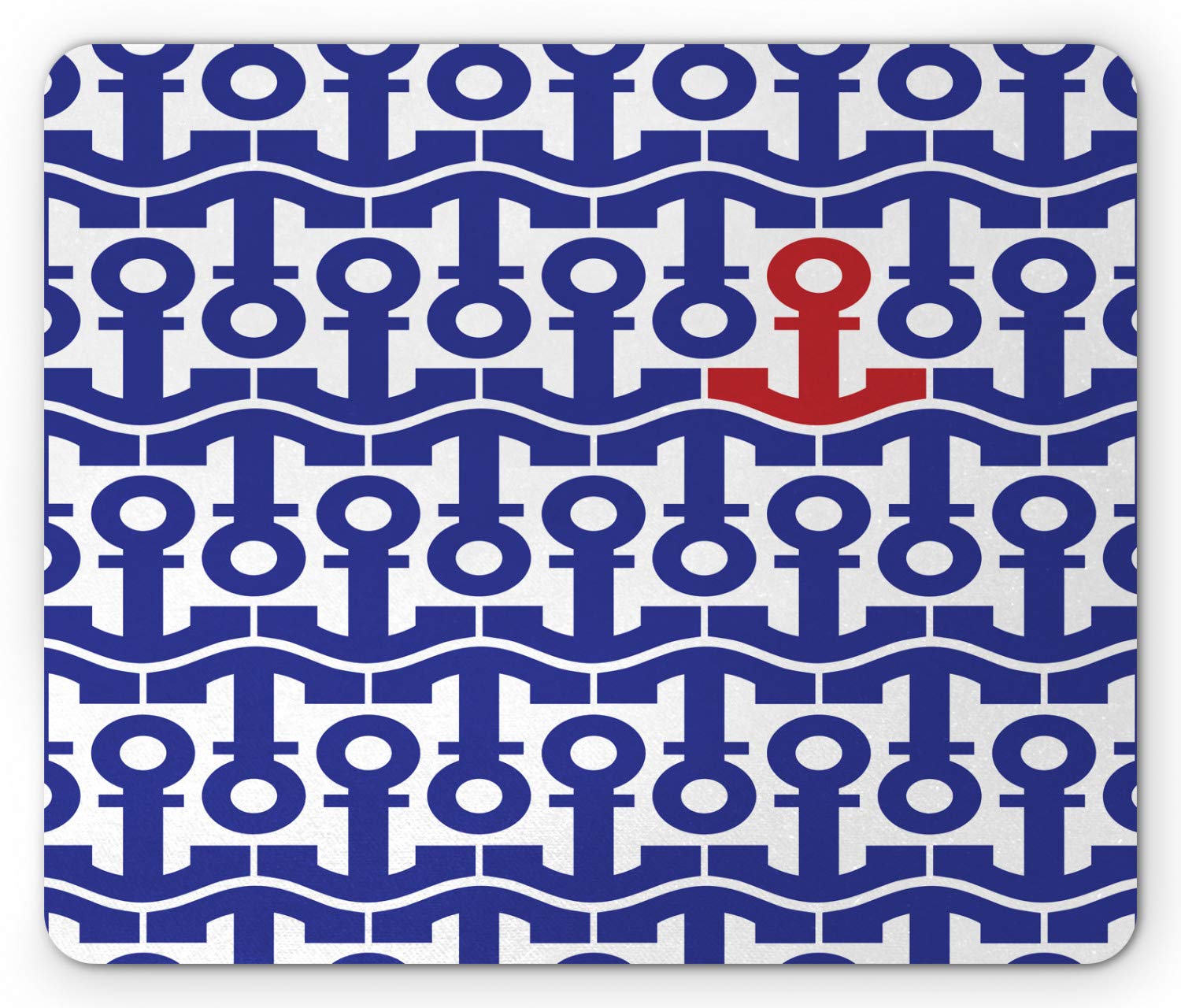 Ambesonne Nautical Mouse Pad with Marine Anchors Design - Non-Slip Rubber Mousepad for Computer & Office - Standard Size Navy Blue Red - Perfect for Sea Lovers & Home Office Workspace