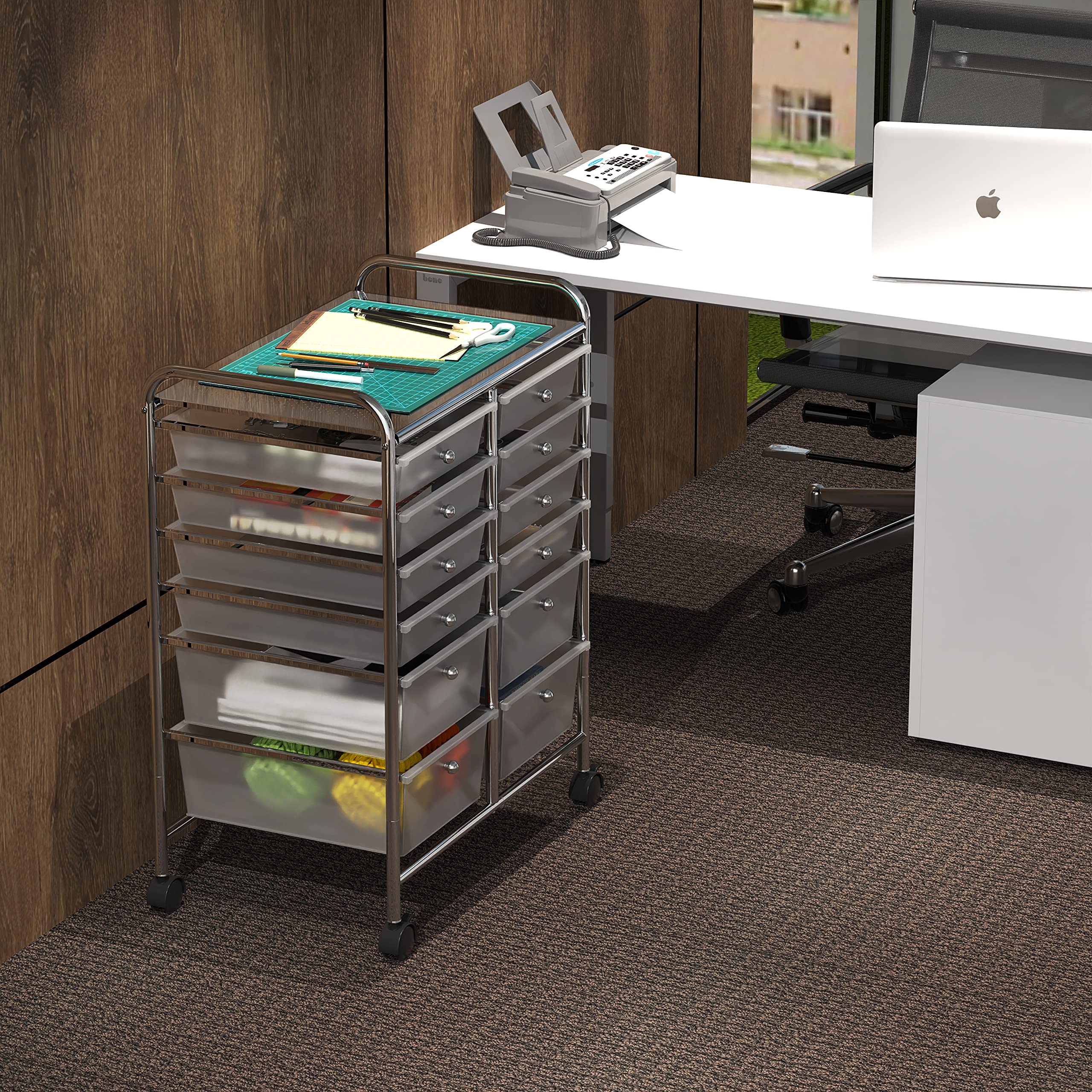 12-Drawer Rolling Utility Cart - Mobile Storage Organizer for Art, Craft & Office Supplies - Perfect for Home, Studio & Classroom Organization