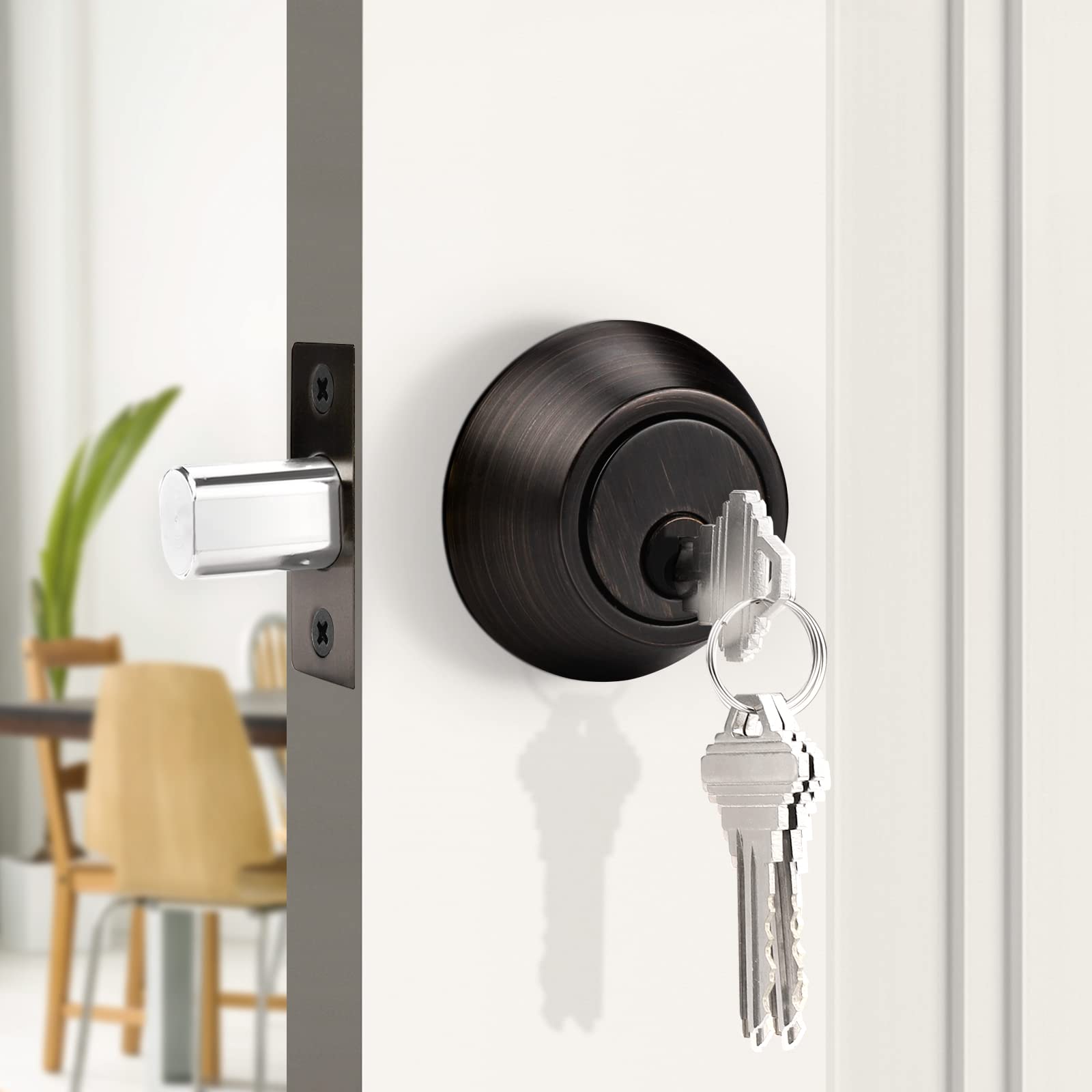 Probrico Oil Rubbed Bronze Round Double Cylinder Deadbolt Lock - 10 Pack Keyed Entry Door Locks for Home Security | Ideal for Front Doors, Back Doors & Rental Properties