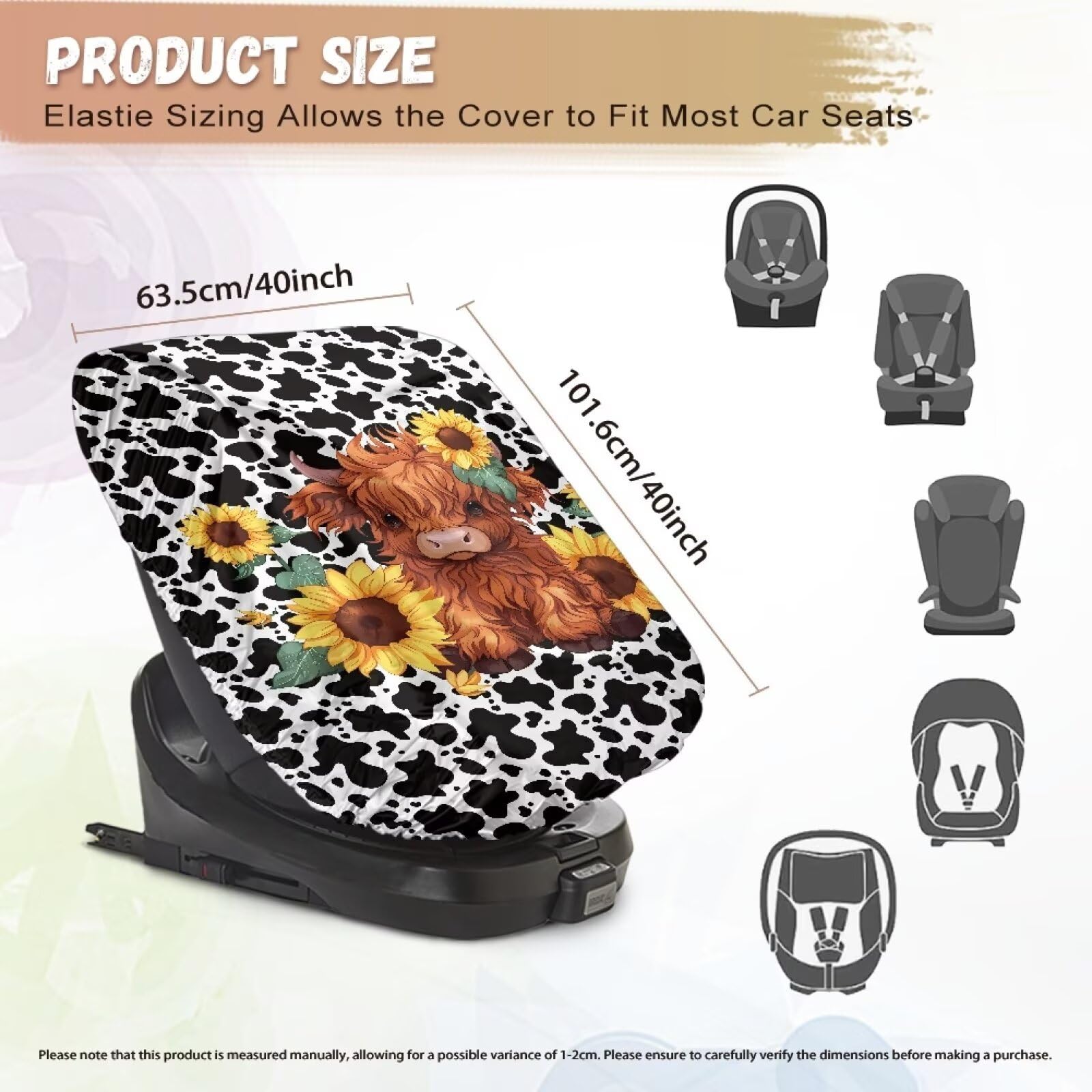 XYZCANDO Yak Print Baby Car Seat Cover - Waterproof & Heat-Protective Sun Shade for Toddlers - Keeps Car Seat Cool - Perfect Gift for Moms (Ideal for Summer Travel, Road Trips & Daily Commutes)