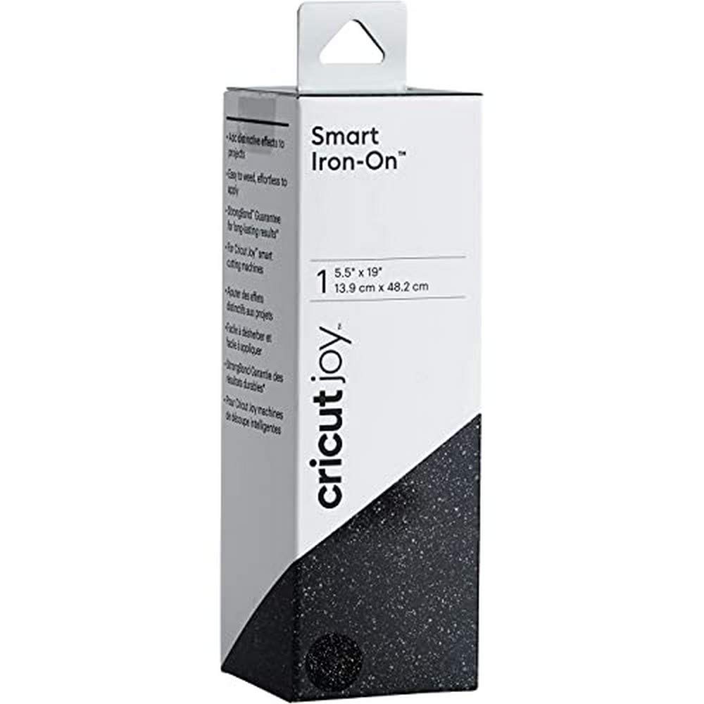 Cricut Smart Iron Joy Heat Press Machine - Glitter Black Vinyl Iron-On for DIY T-Shirts, Bags & Crafts | Perfect for Home Decor, Personalized Gifts & Custom Apparel Projects