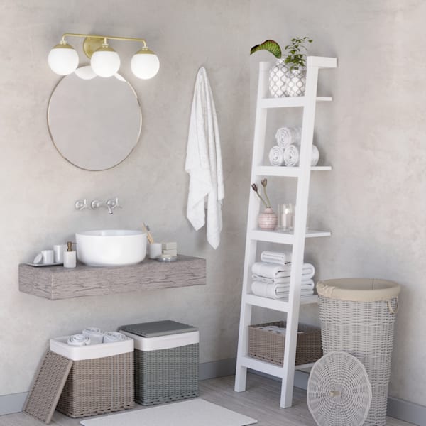 Hunter Hepburn 3-Light Modern Brass Vanity Light - Elegant Bathroom Lighting Fixture for Mirror, Dresser & Makeup Area