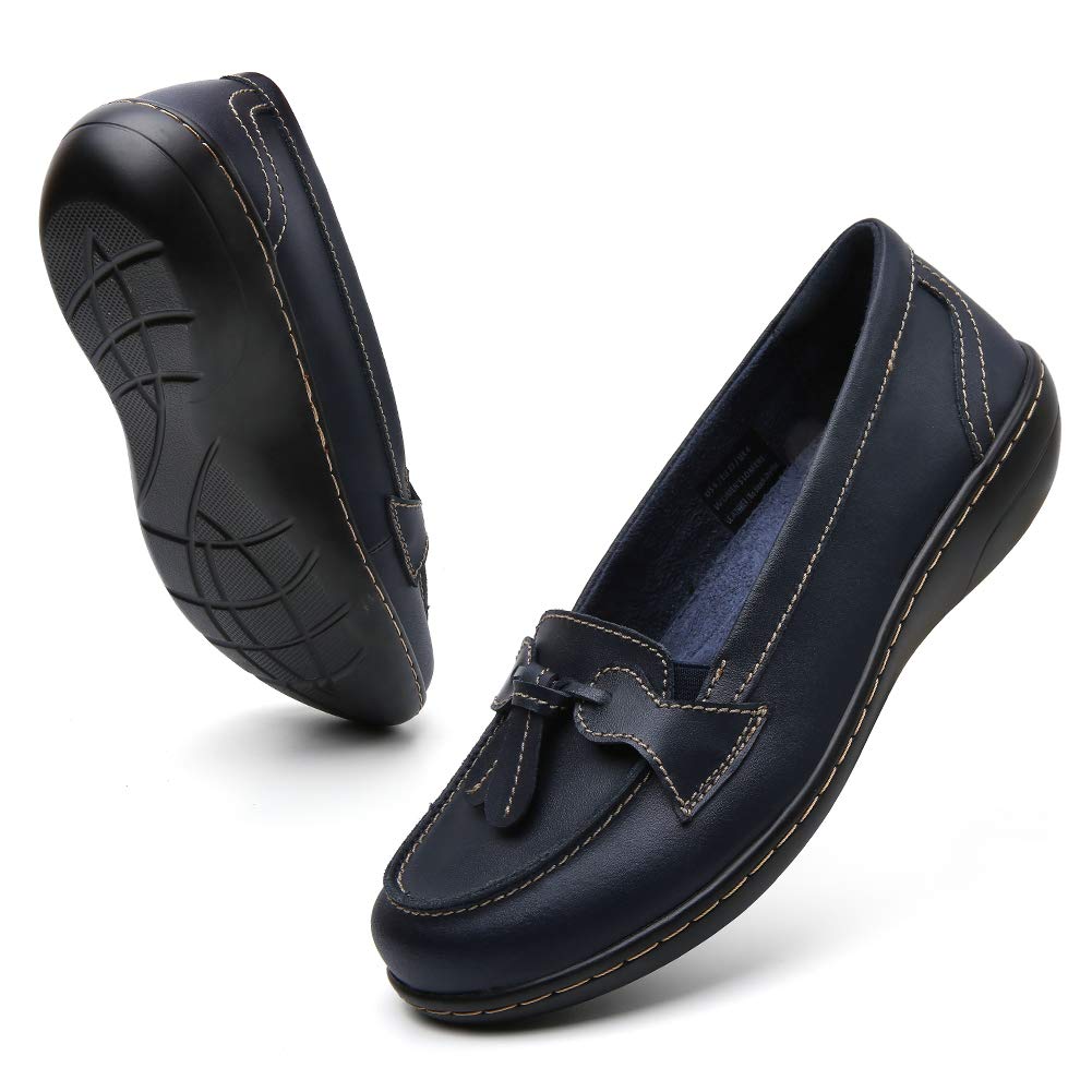 Maichal Women's Slip-On Loafers - Genuine Leather Comfort Dress Shoes with Tassel Detail | Perfect for Office, Business Casual & Formal Occasions