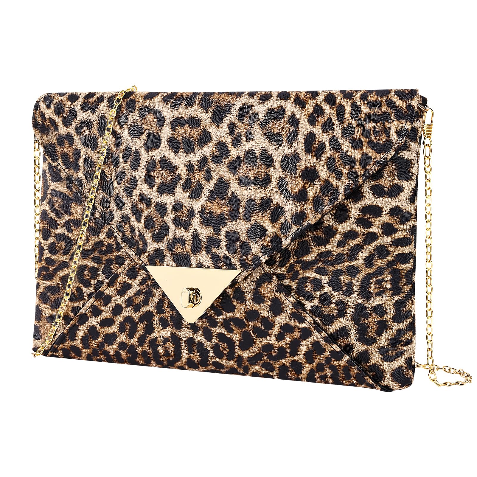 Women's Genuine Leather Clutch Purse - Leopard Print Fashion Evening Bag, Crossbody Handbag with Wallet - Perfect for Parties, Weddings & Night Out