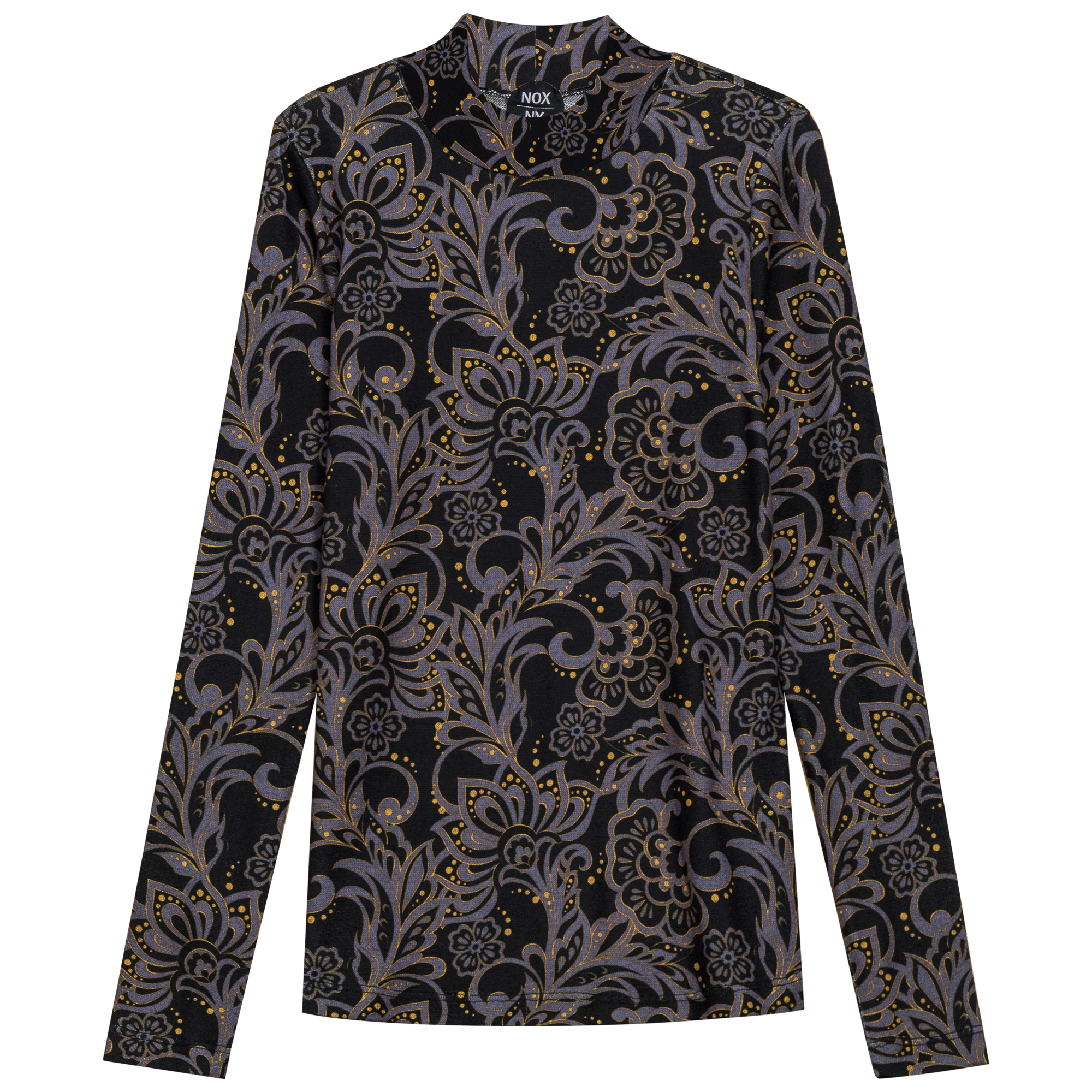 Stylish Printed Mock Neck Top for Women - Trendy Casual & Office Wear - Perfect for Everyday Outfits and Layering