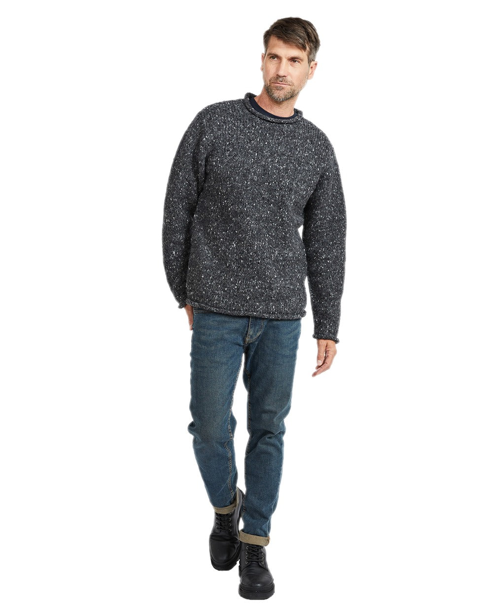 Aran Donegal Wool Crew Neck Sweater for Men & Women | Irish Knit Sweater | Warm Winter Pullover | Perfect for Christmas Gifts & Cozy Outfits