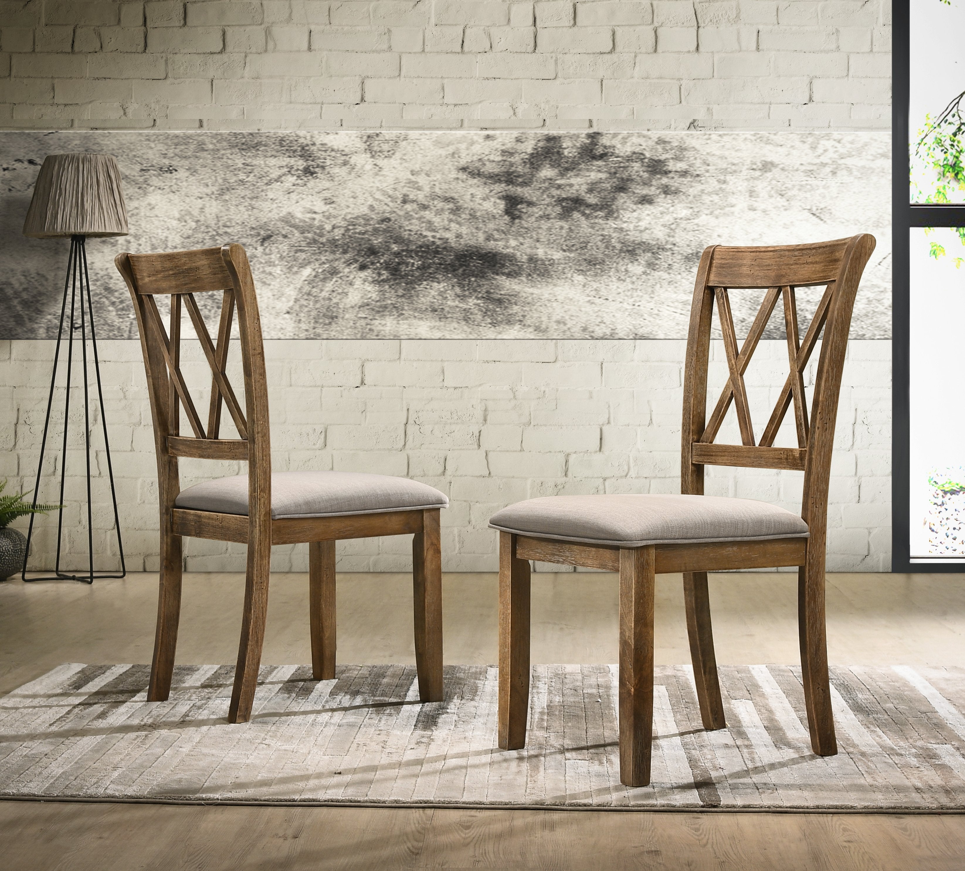 Roundhill Furniture Windvale Fabric Upholstered Dining Chairs Set of 2 - Modern Kitchen & Dining Room Seating for Home & Restaurant Use