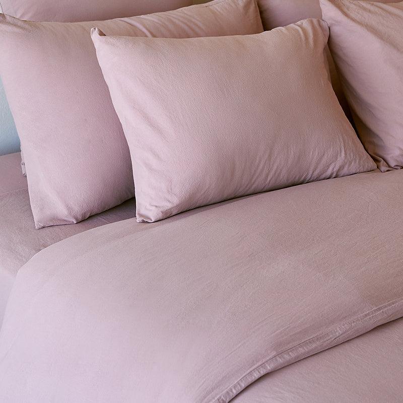 Tavira Washed Cotton Duvet Cover Set - Soft Pink Queen Size Bedding for Cozy Comfort | Perfect for Master Bedroom, Guest Room & Airbnb