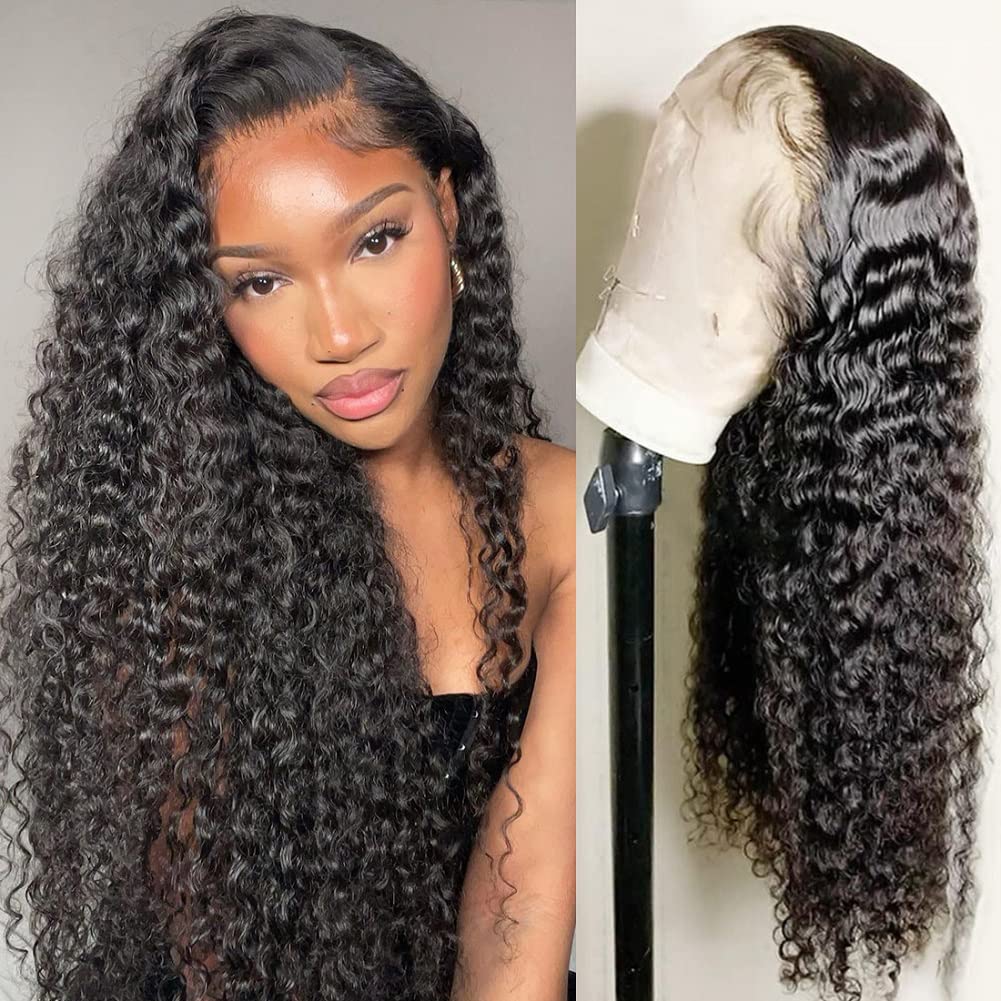 Foreverlove 13×4 Lace Frontal Deep Wave Human Hair Wigs - Pre Plucked Brazilian Deep Curly 200% Density (24 Inch) for Black Women | Natural Look for Daily Wear, Parties & Special Occasions